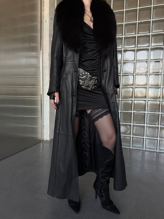 Vintage leather long coat Twinkling Global