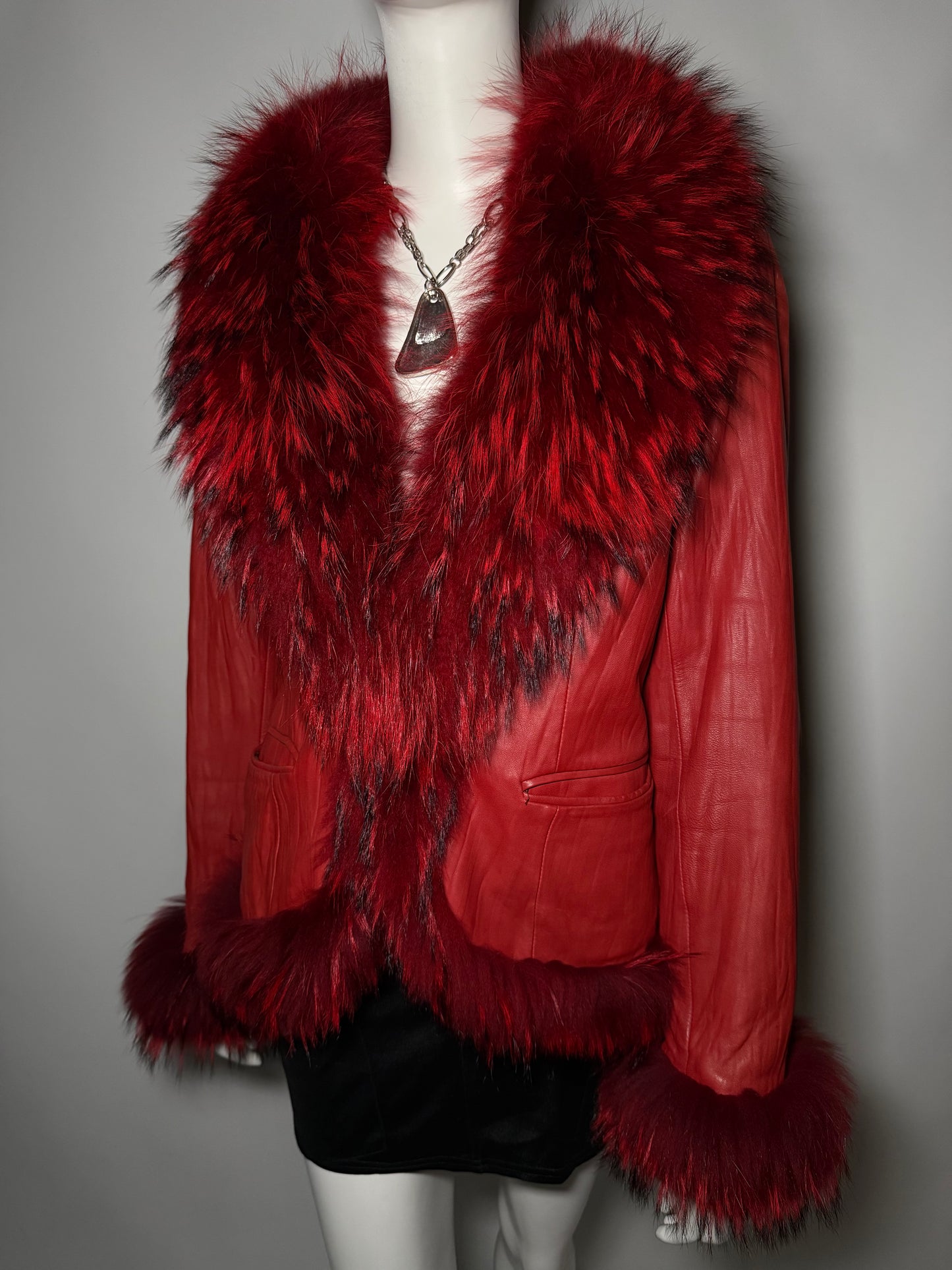 Vintage red leather jacket Twinkling Global