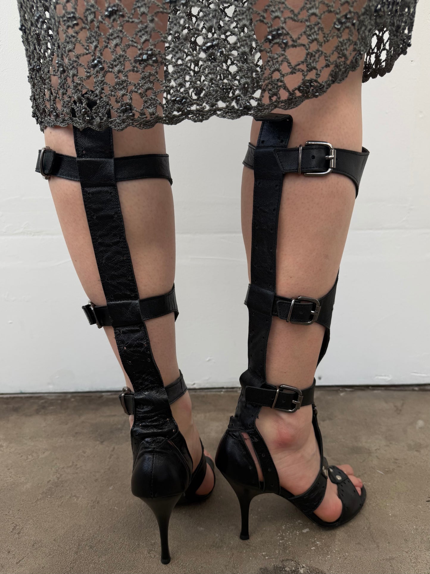 Vintage leather gladiator heels TWINKLING GLOBAL