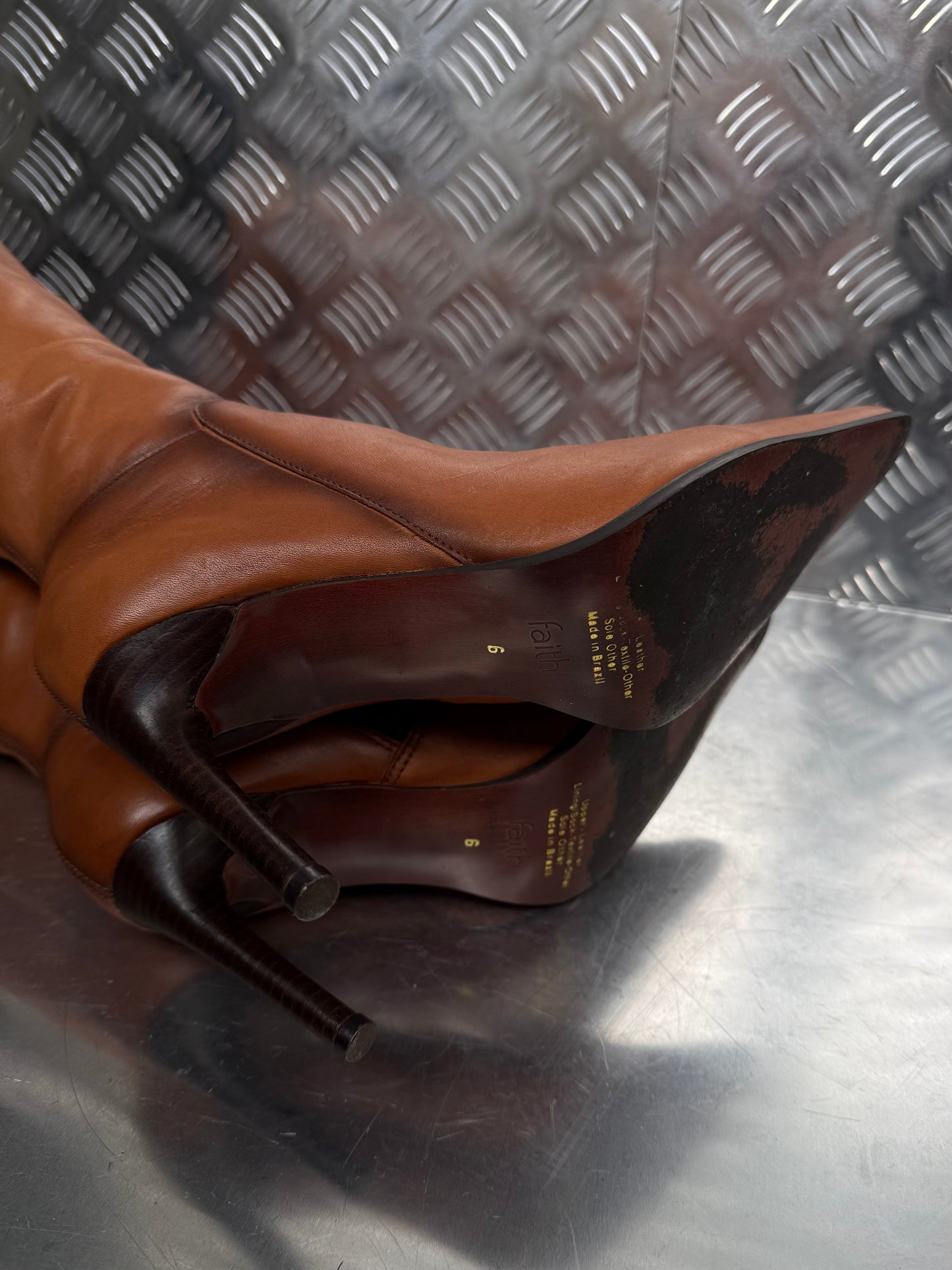 Vintage knee-high leather boots FAITH TWINKLING GLOBAL