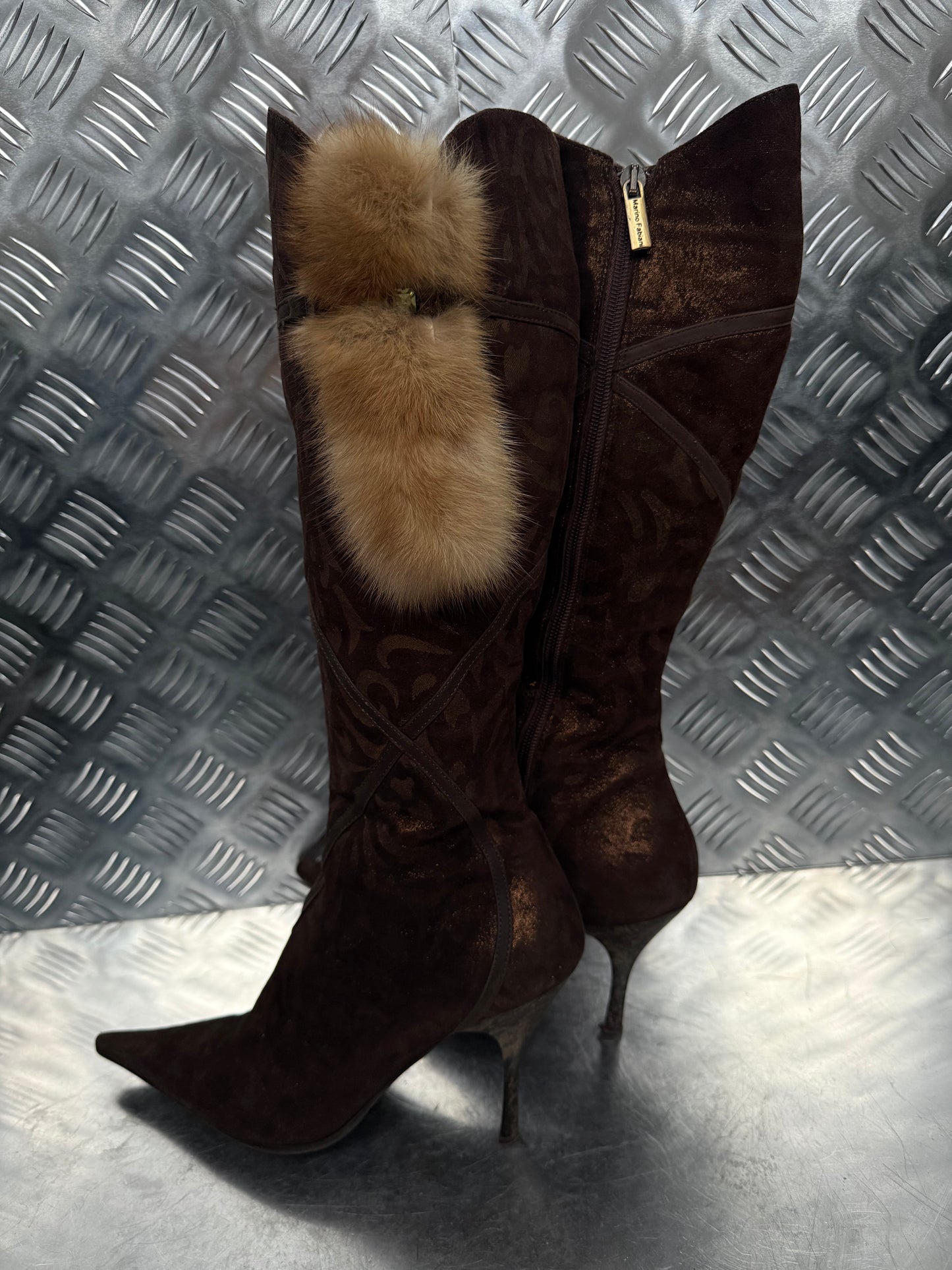 Italian Brown Suede Heeled Boots TWINKLING GLOBAL