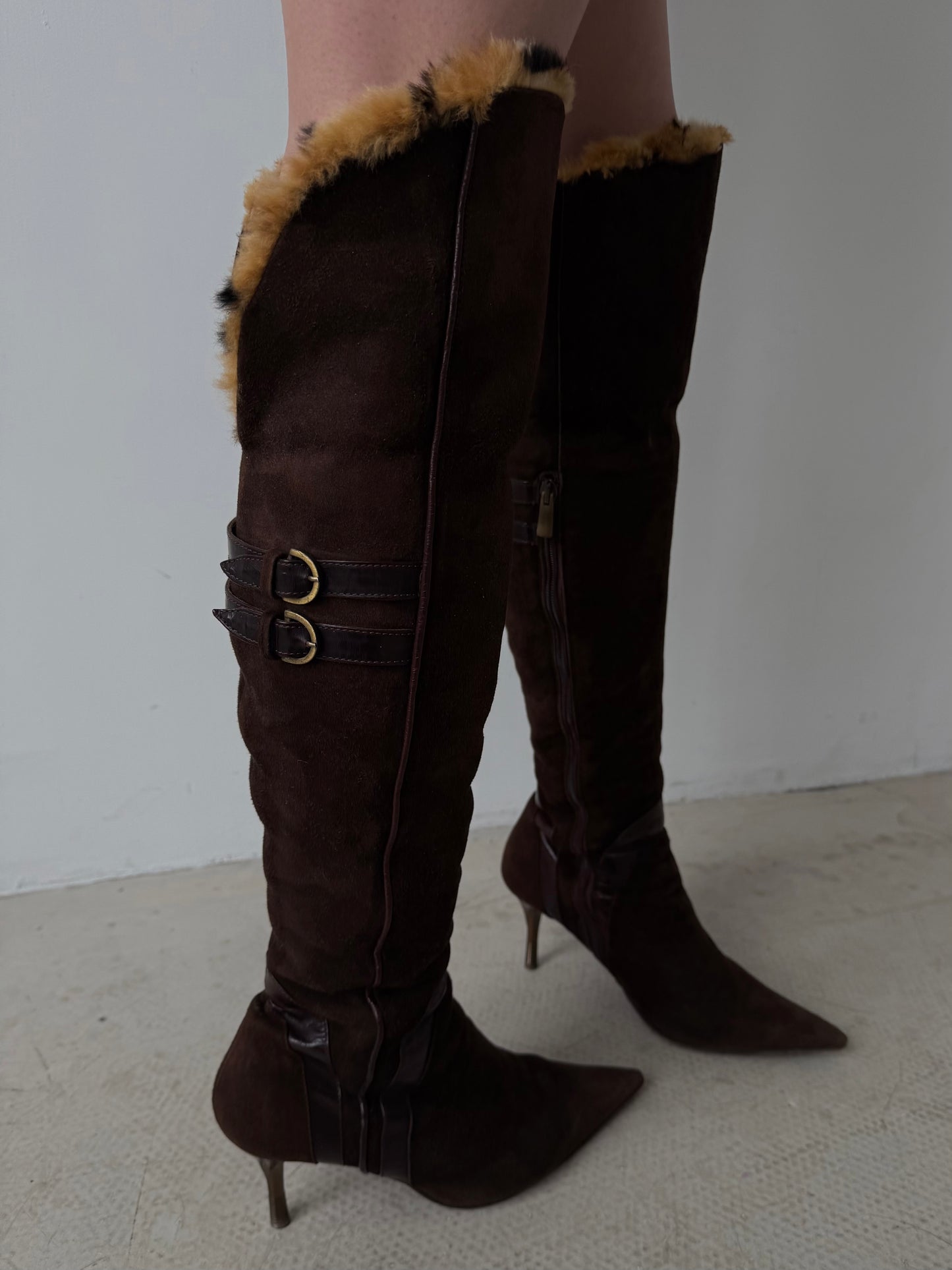 Vintage Italian suede leather boots TWINKLING GLOBAL