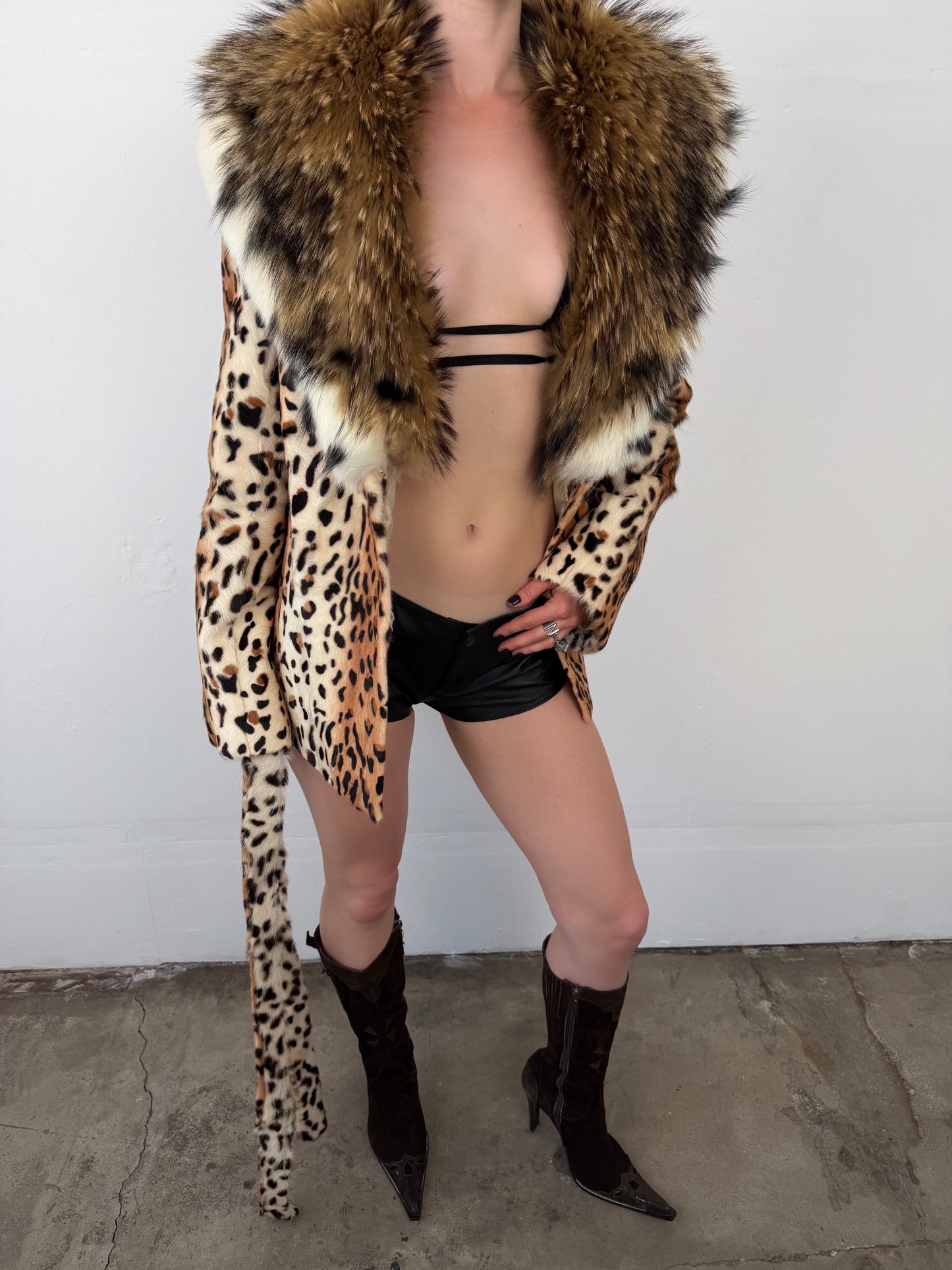 Vintage leopard faux fur coat TWINKLING GLOBAL
