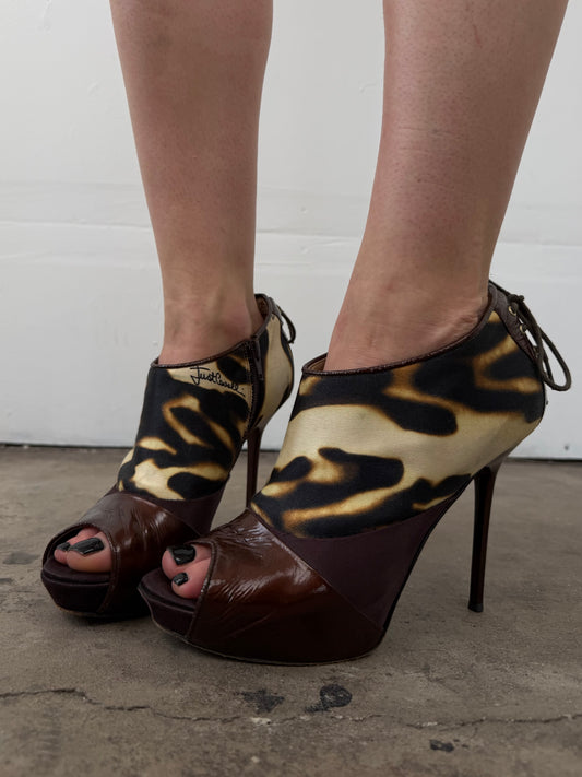 Just Cavalli textile peep-toe ankle boots TWINKLING GLOBAL