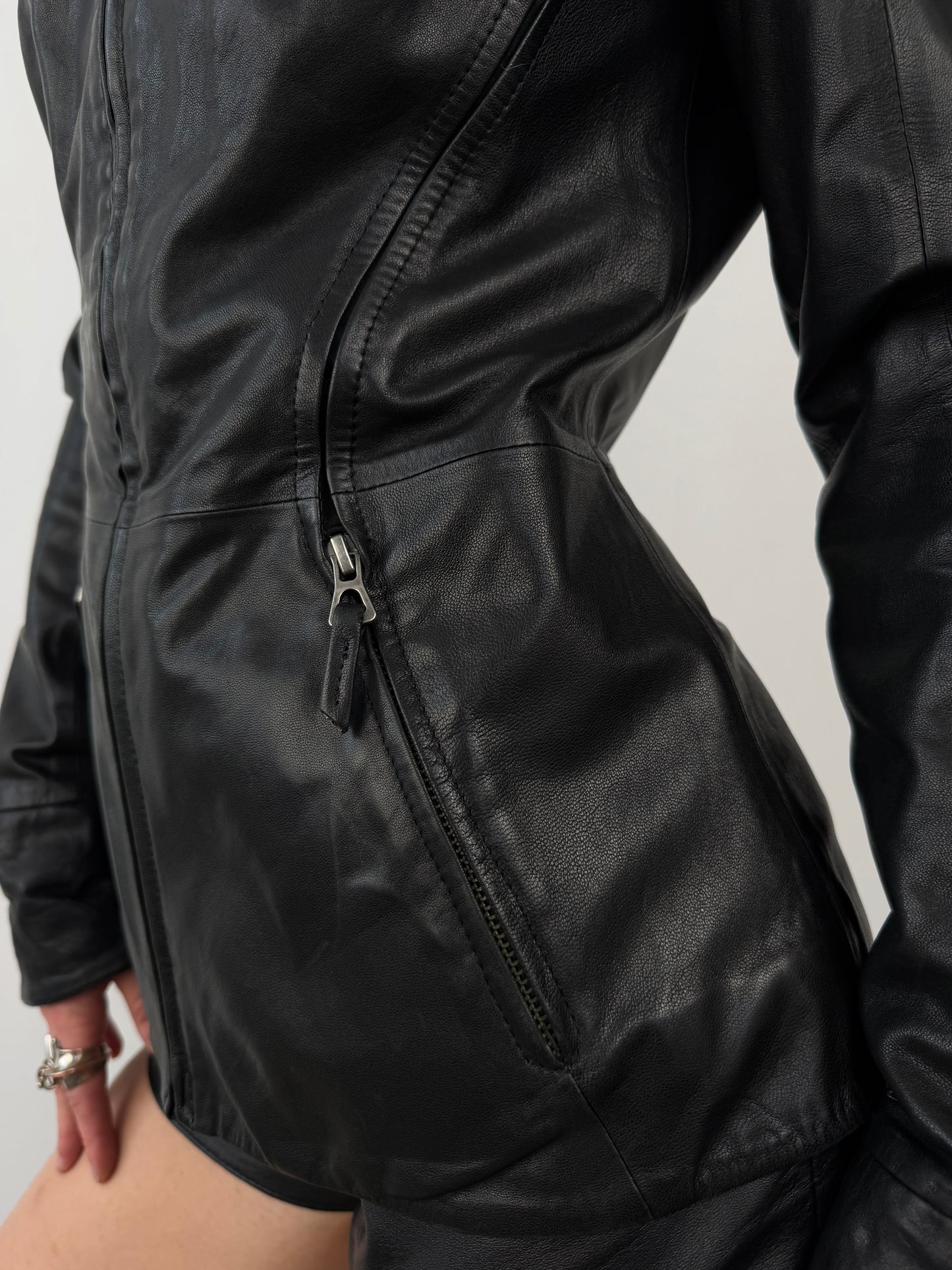 Vintage fitted leather jacket TWINKLING GLOBAL