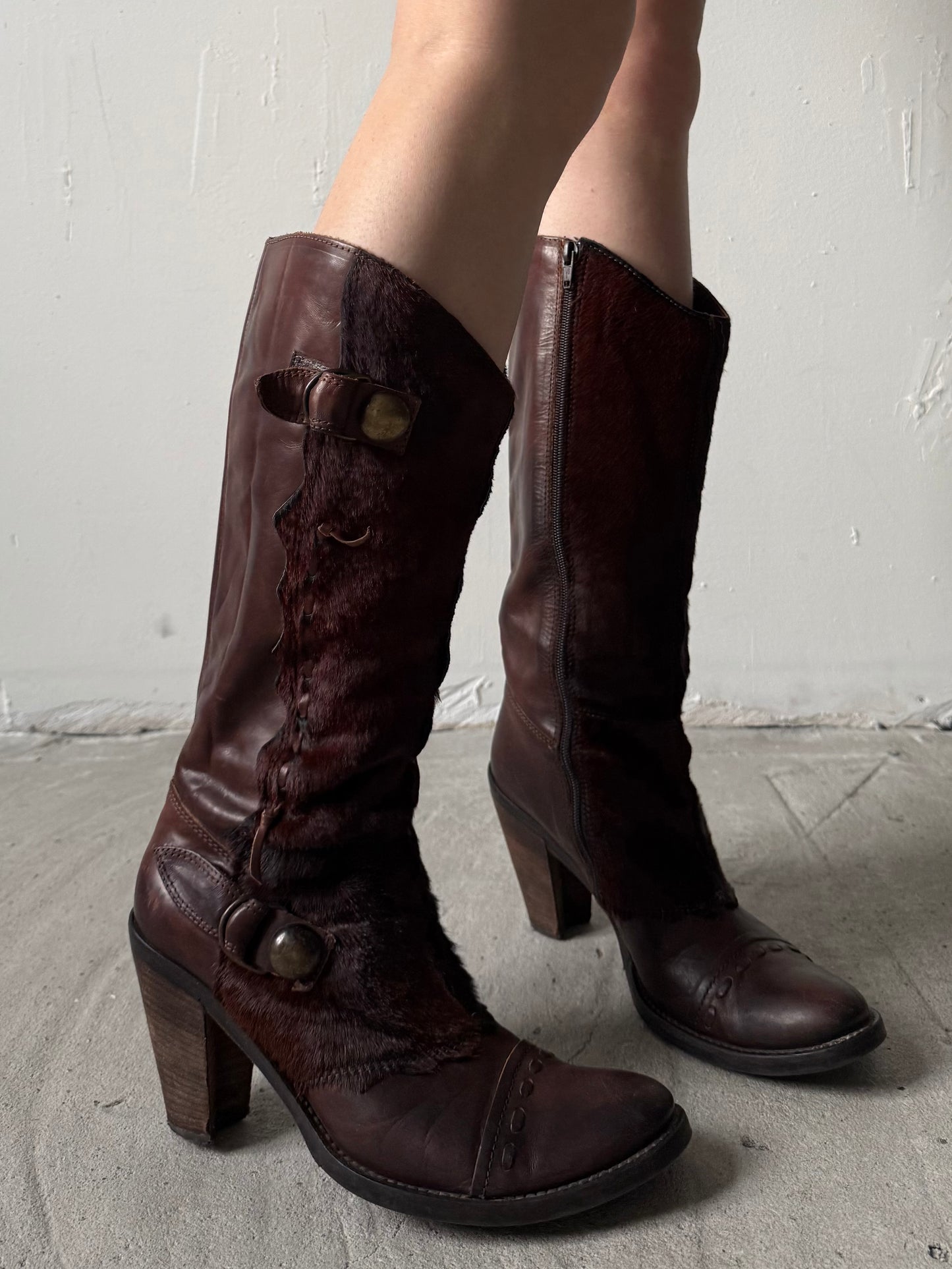 Vintage Italian leather cowboy boots TWINKLING GLOBAL