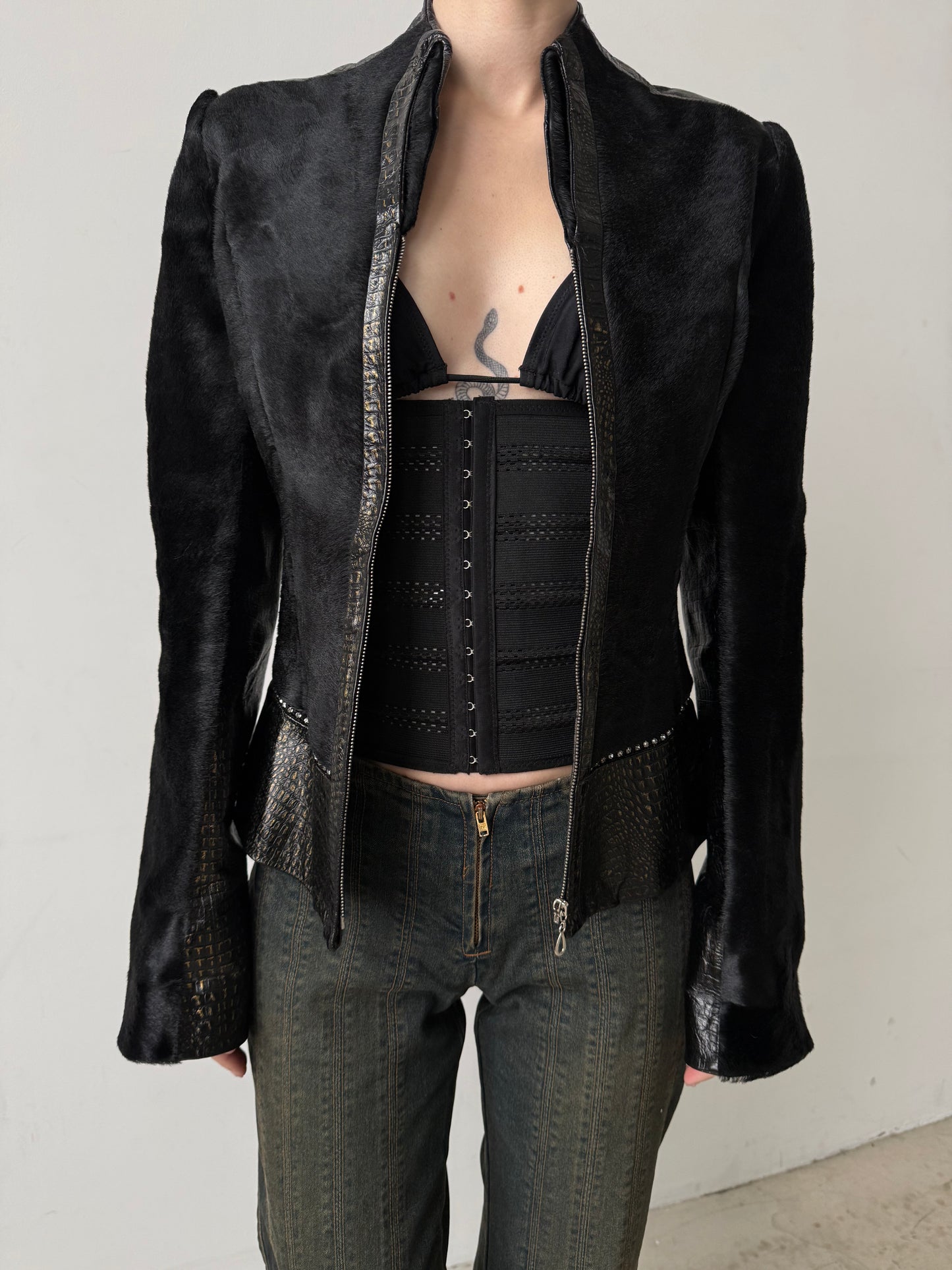 Vintage fitted leather jacket TWINKLING GLOBAL