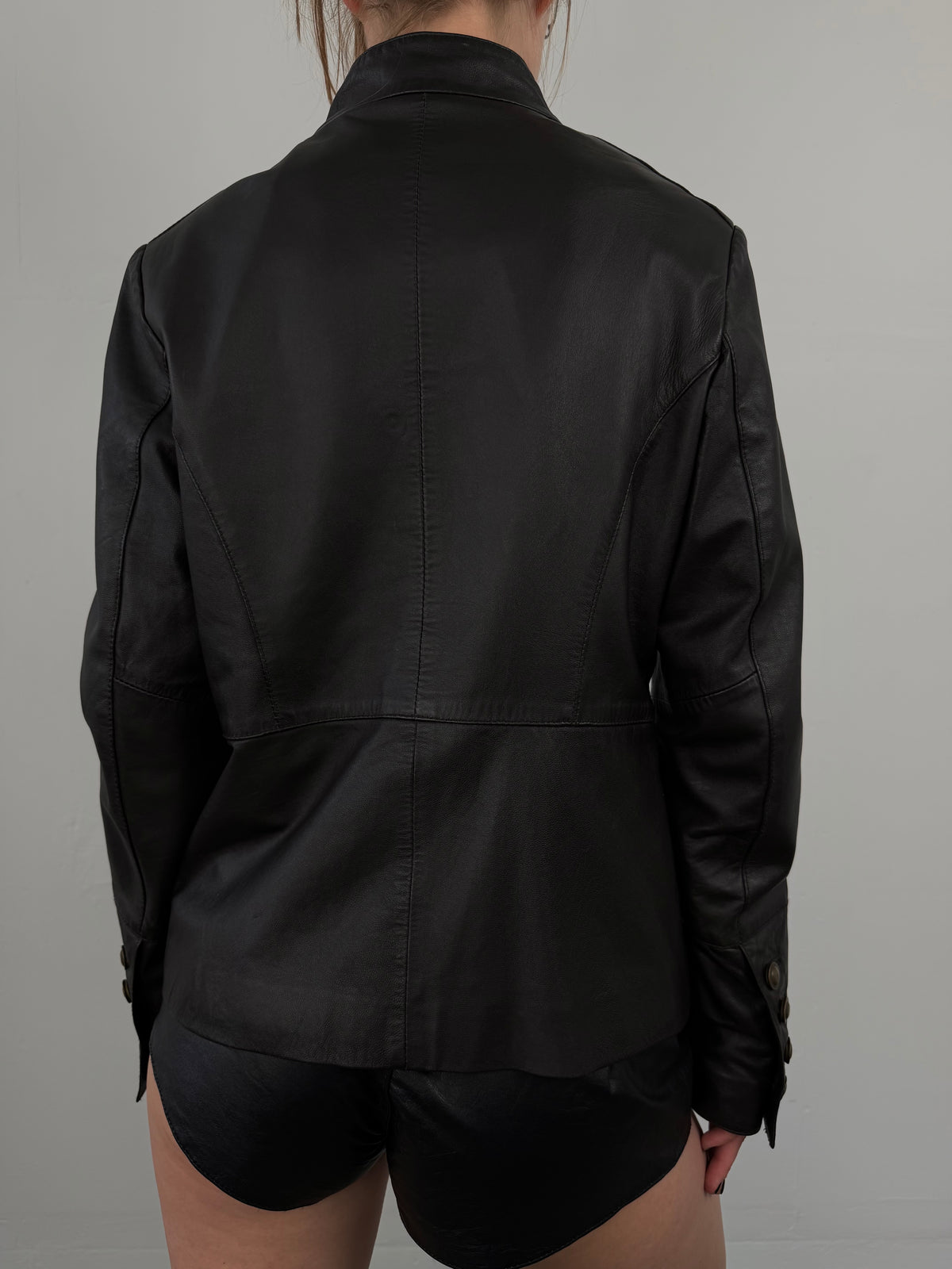 Vintage genuine leather military-style jacket TWINKLING GLOBAL