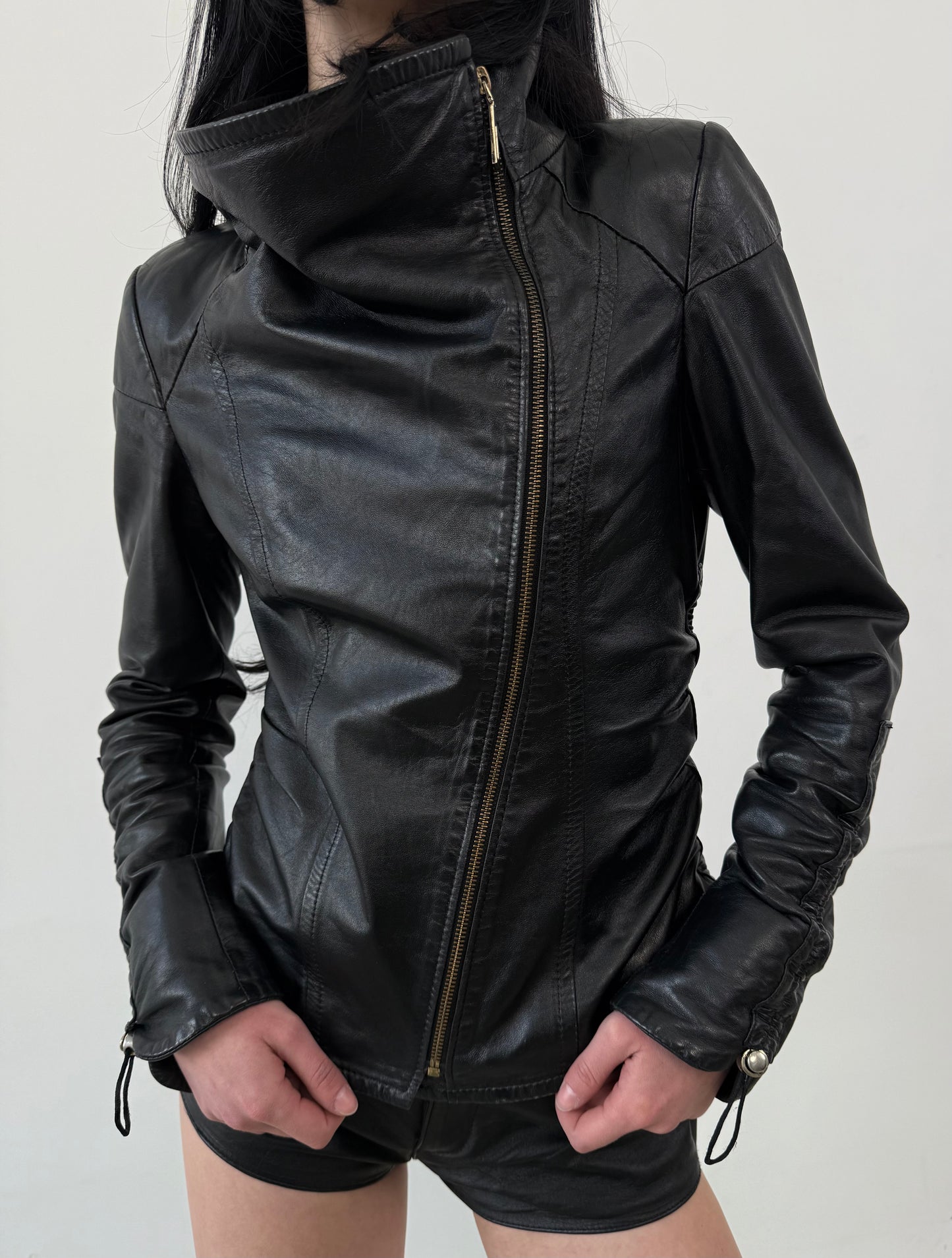 Vintage fitted leather jacket TWINKLING GLOBAL