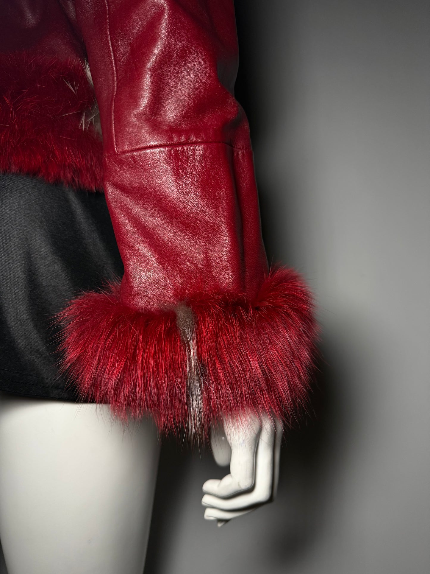 Vintage Red Leather Wrap Jacket TWINKLING GLOBAL