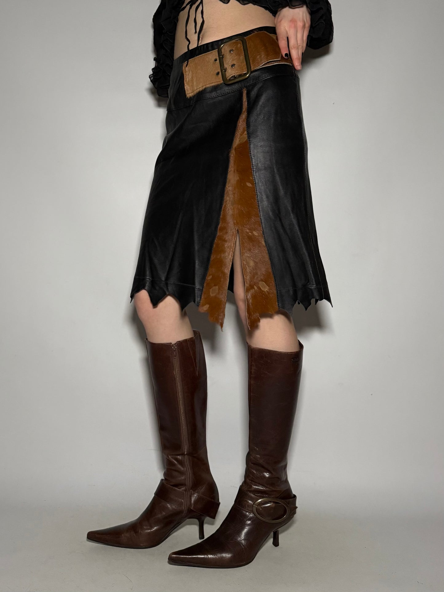 Vintage Leather Skirt - TWINKLING GLOBAL