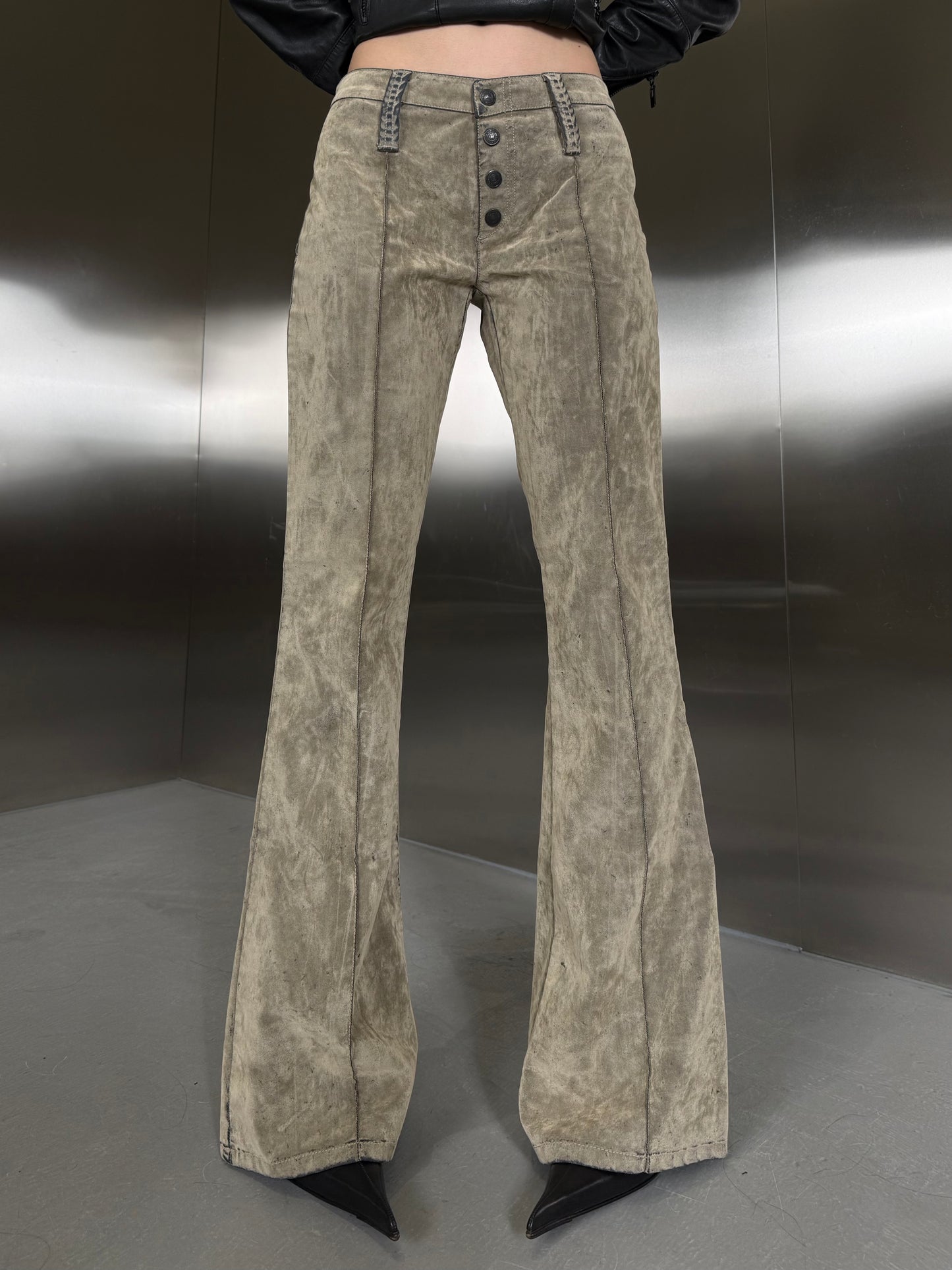 Vintage flared pants with textured fabric TWINKLING GLOBAL