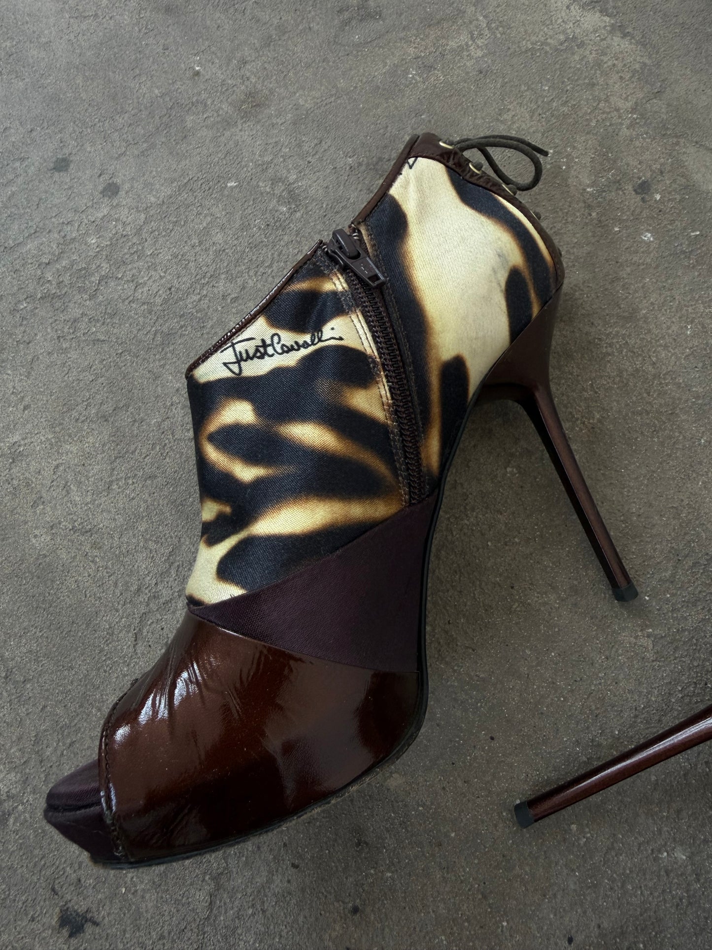 Just Cavalli textile peep-toe ankle boots TWINKLING GLOBAL