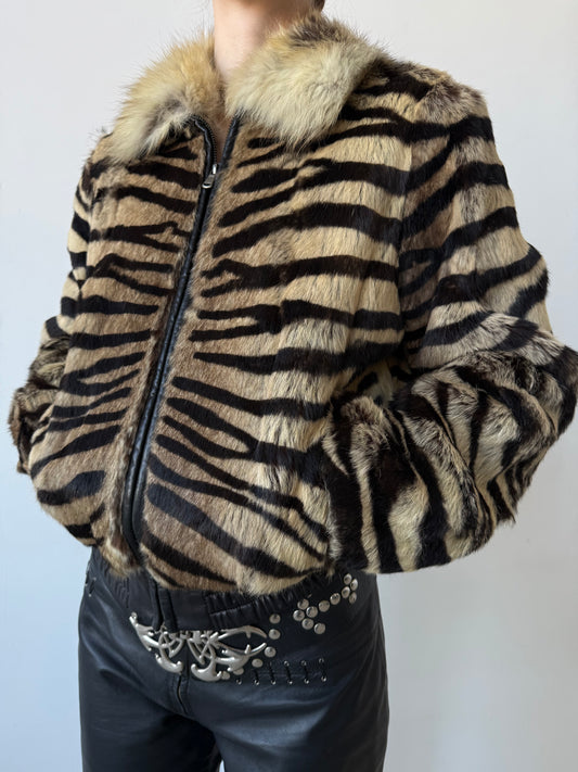 Vintage leather jacket tiger-print TWINKLING GLOBAL