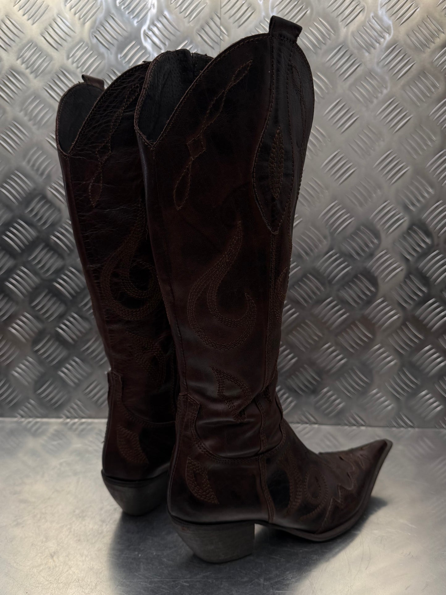 Vintage Italian leather cowboy boots TWINKLING GLOBAL