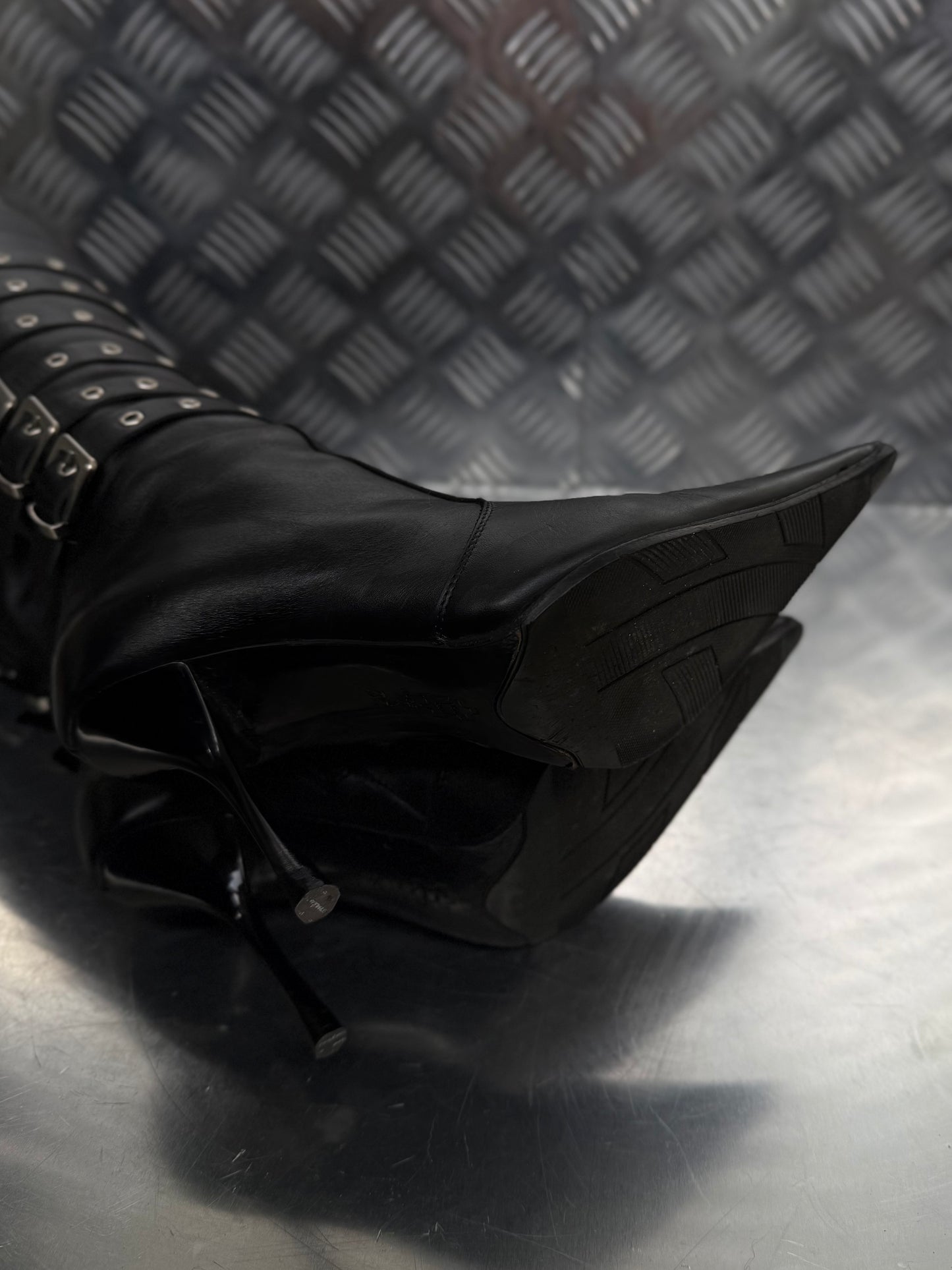 Vintage leather buckle boots TWINKLING GLOBAL
