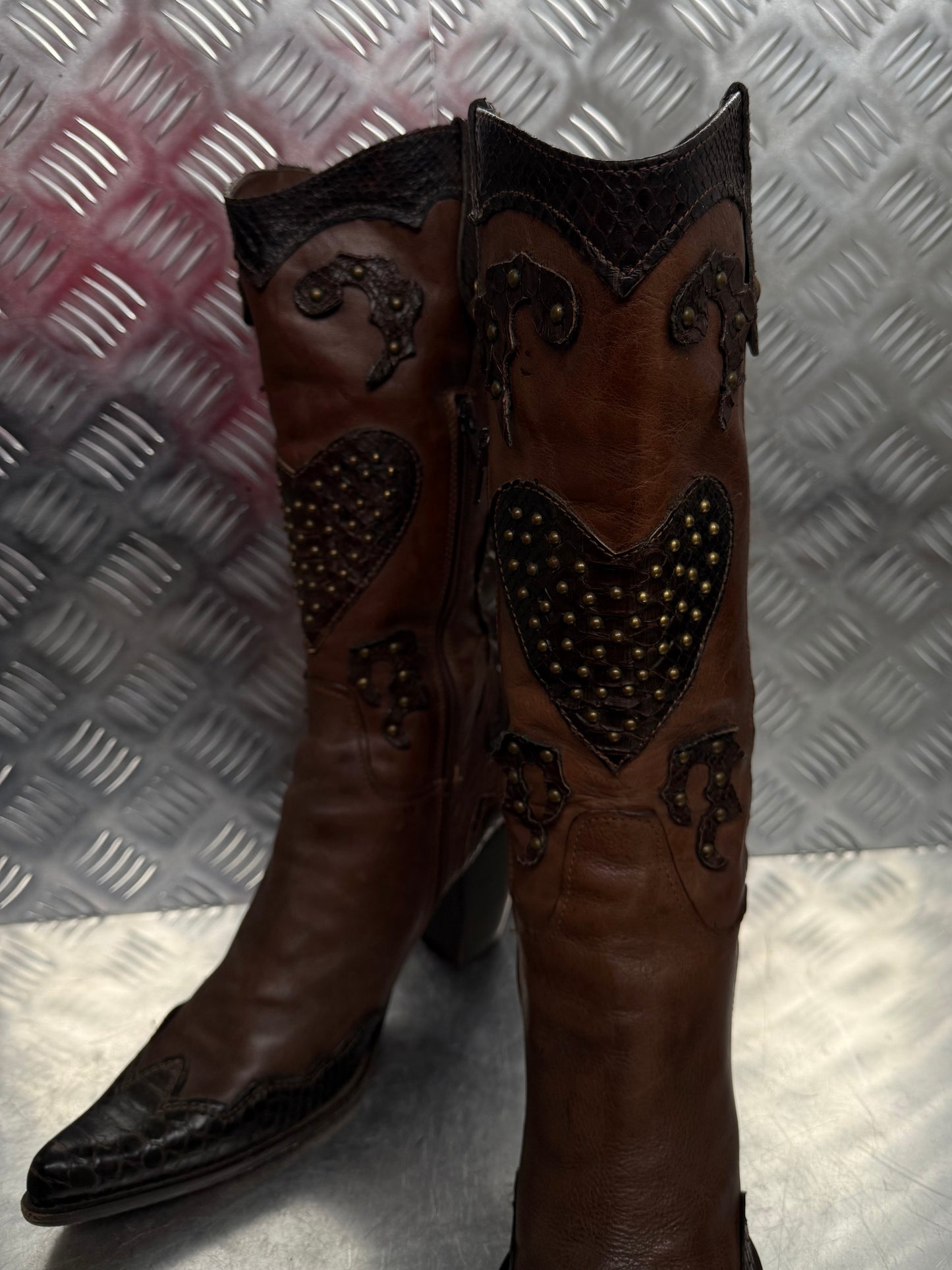 Vintage Italian leather cowboy boots TWINKLING GLOBAL