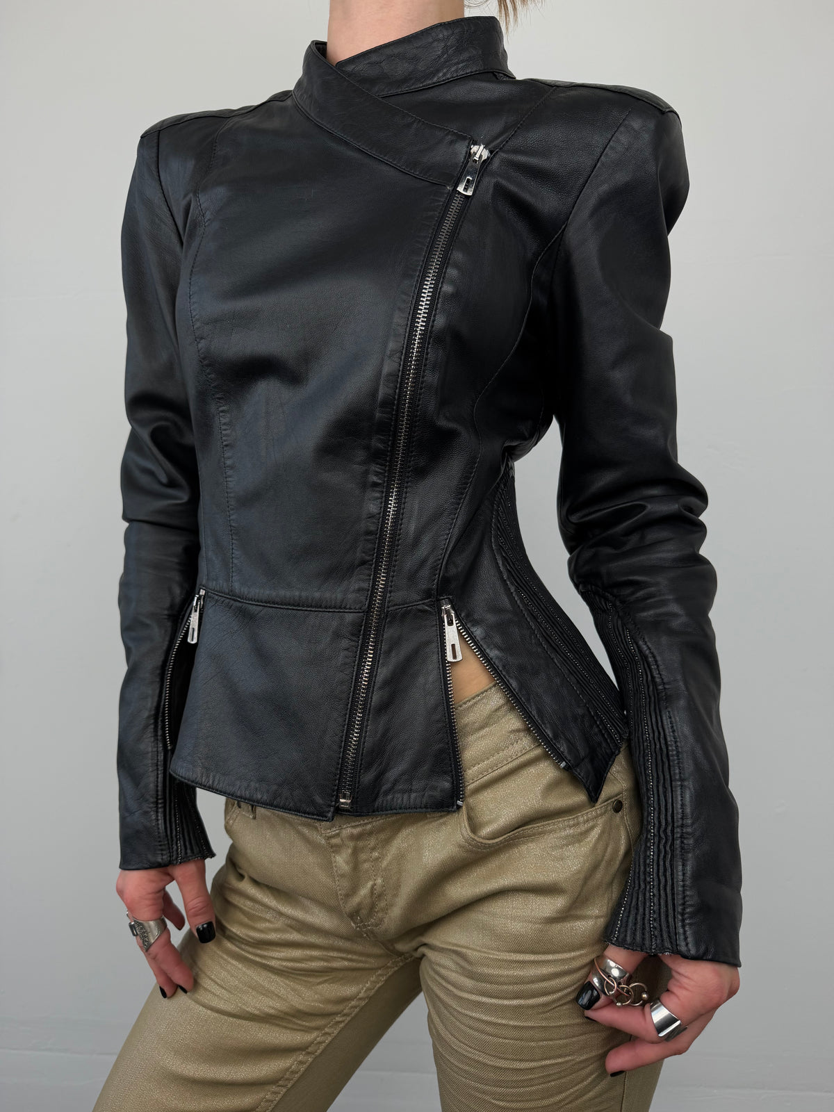Vintage embellished leather jacket TWINKLING GLOBAL