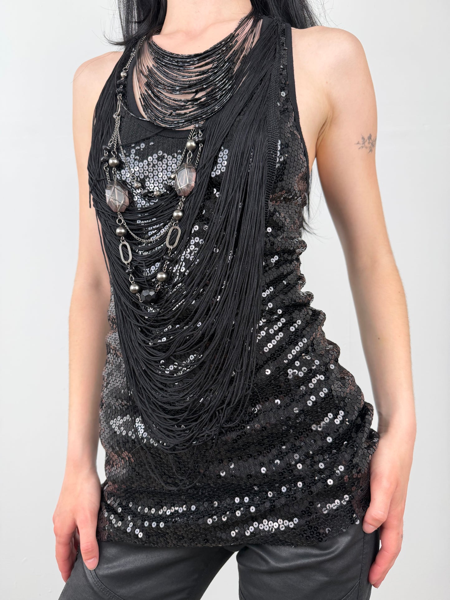 Sequin fringe top TWINKLING GLOBAL