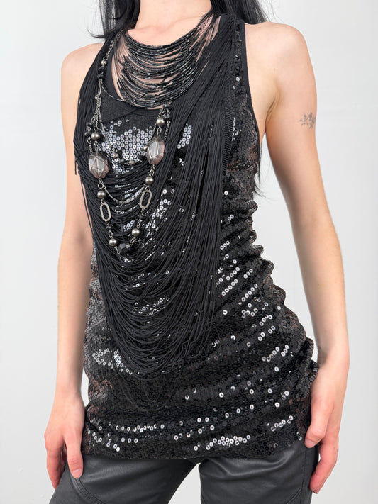 Sequin fringe top TWINKLING GLOBAL