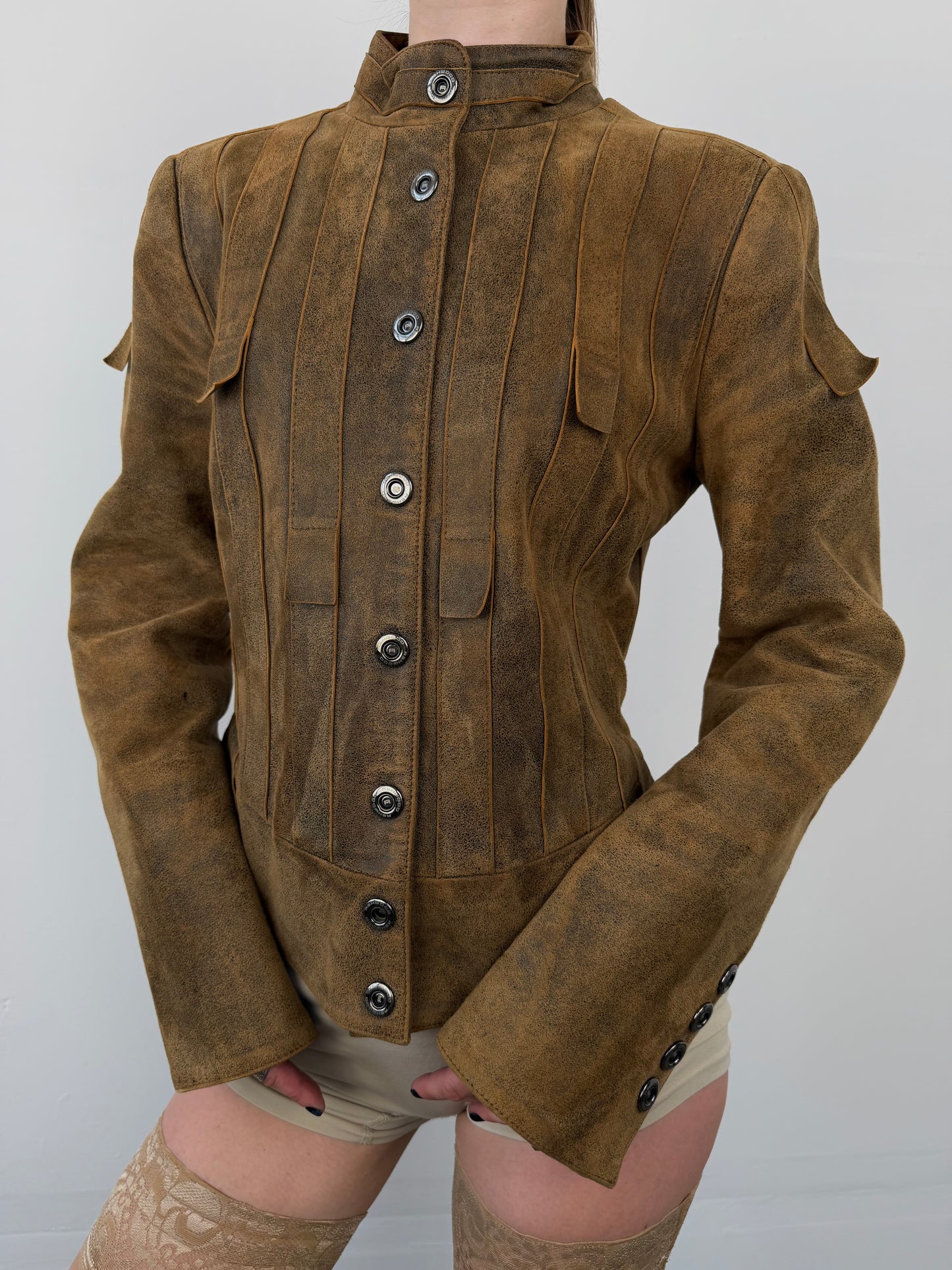Vintage fitted suede leather jacket TWINKLING GLOBAL