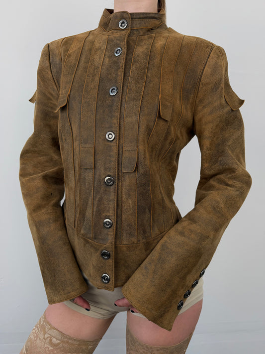 Vintage fitted suede leather jacket TWINKLING GLOBAL