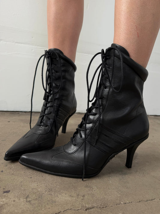 Leather lace-up ankle boots TWINKLING GLOBAL