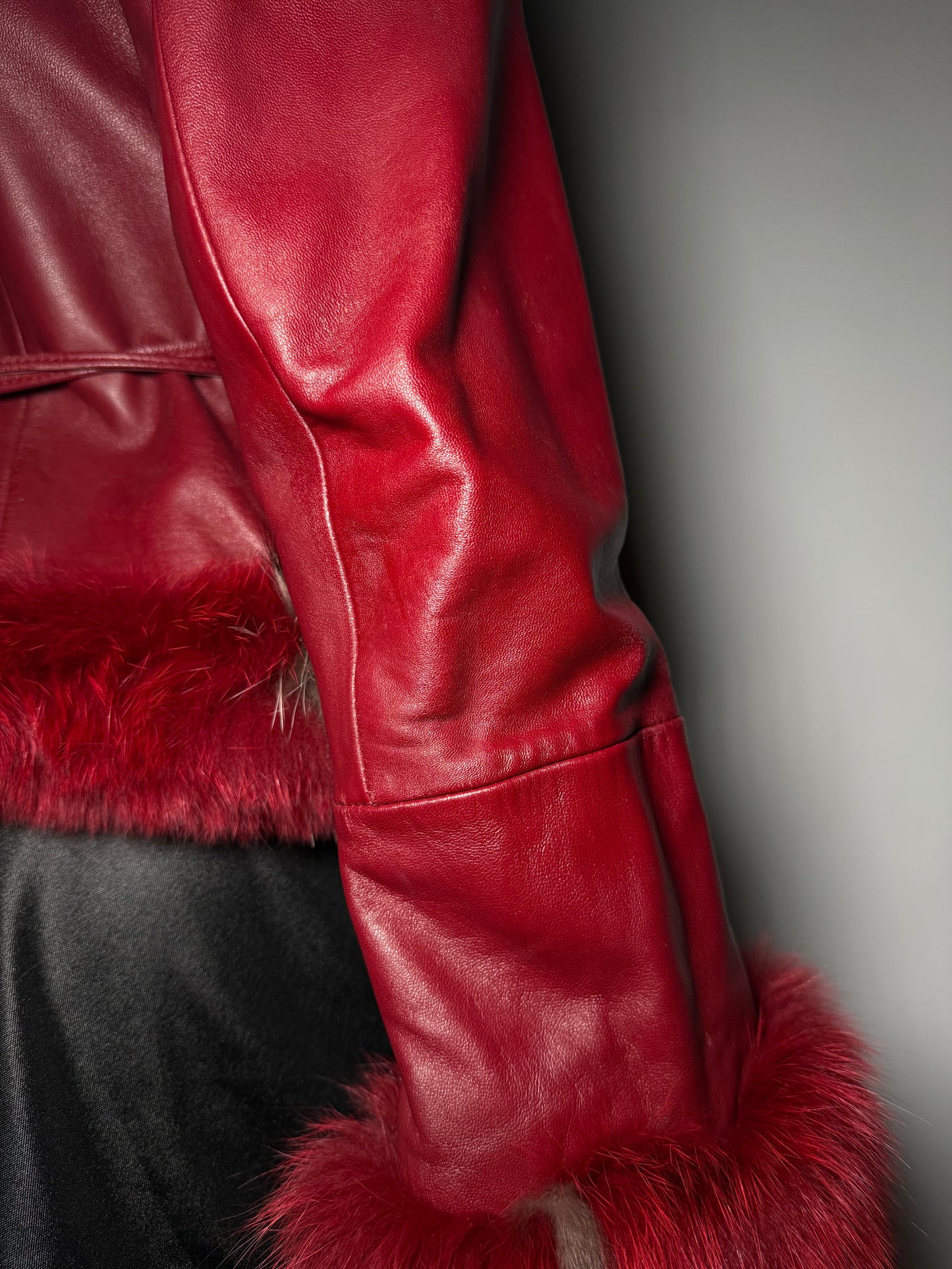 Vintage Red Leather Wrap Jacket TWINKLING GLOBAL