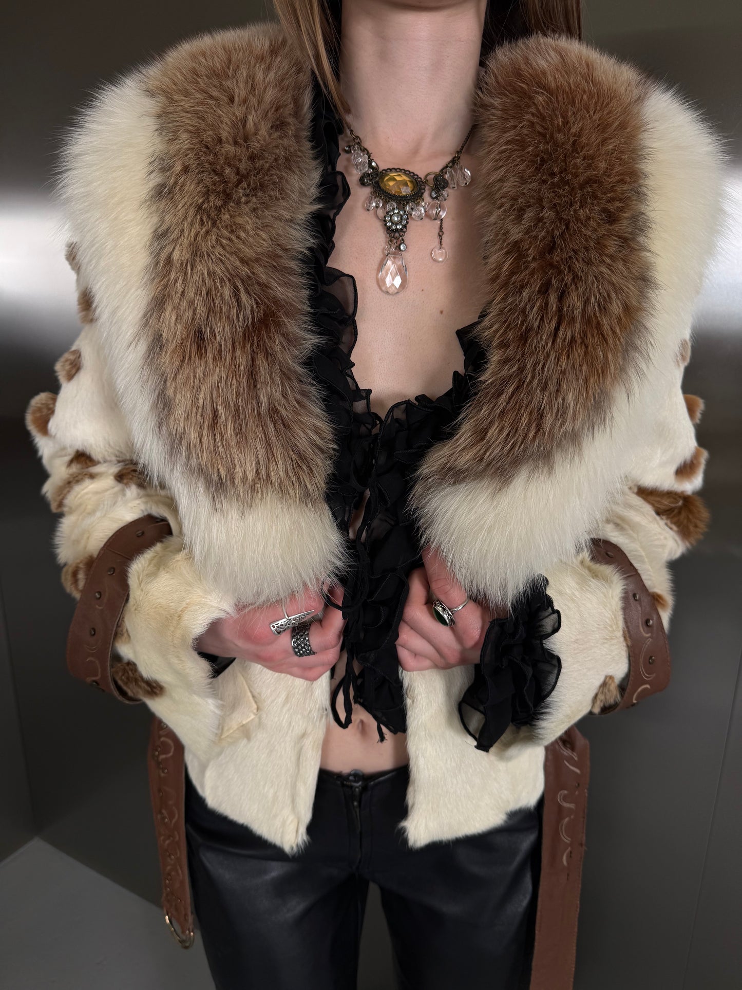 Vintage jacket with belt TWINKLING GLOBAL