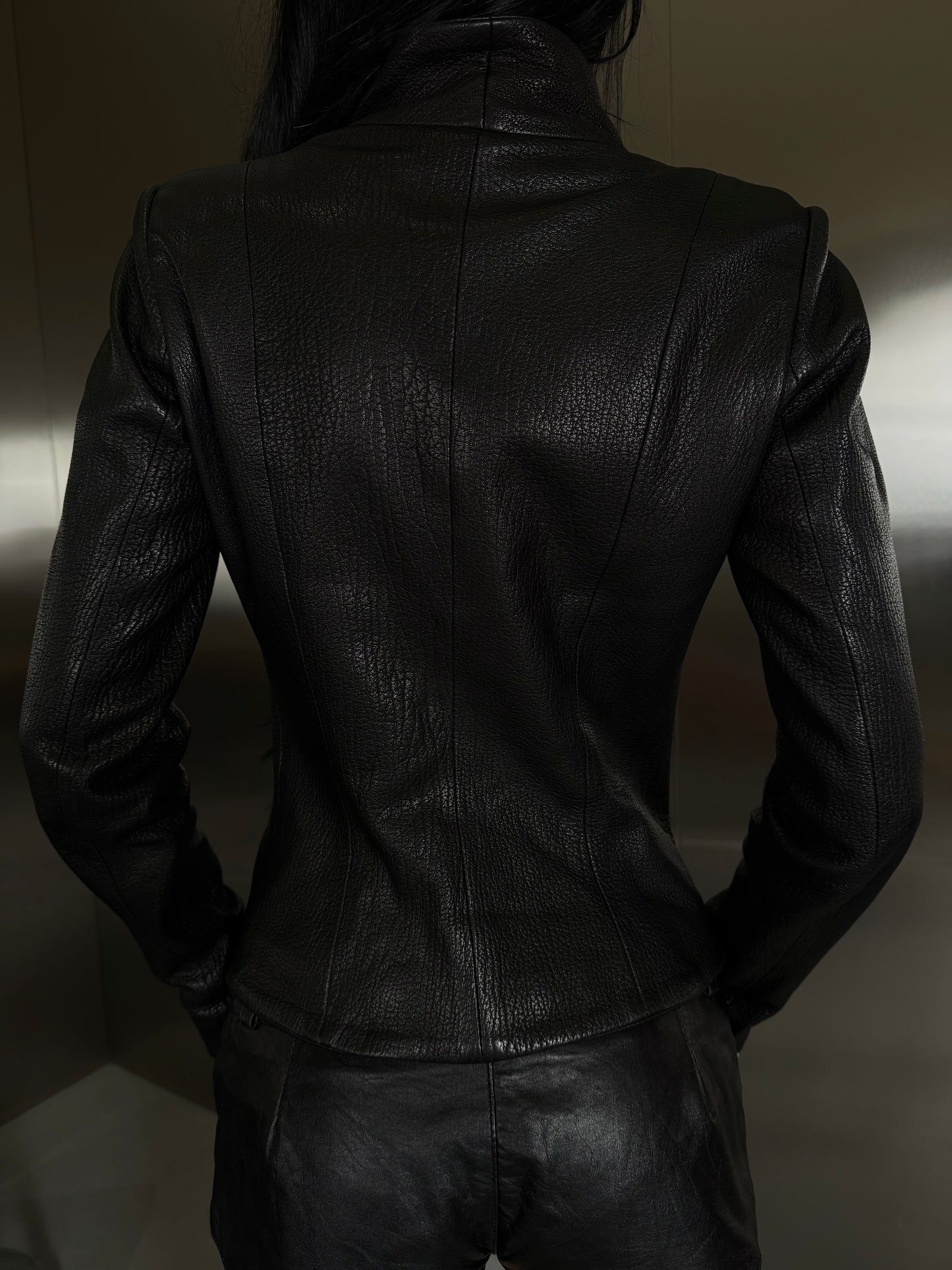 Vintage asymmetrical leather jacket TWINKLING GLOBAL