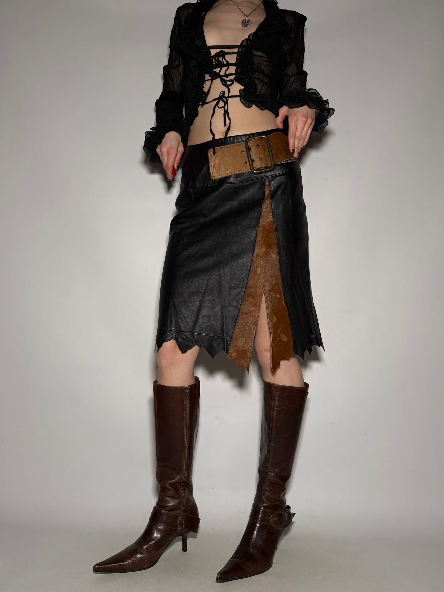 Vintage Leather Skirt - TWINKLING GLOBAL