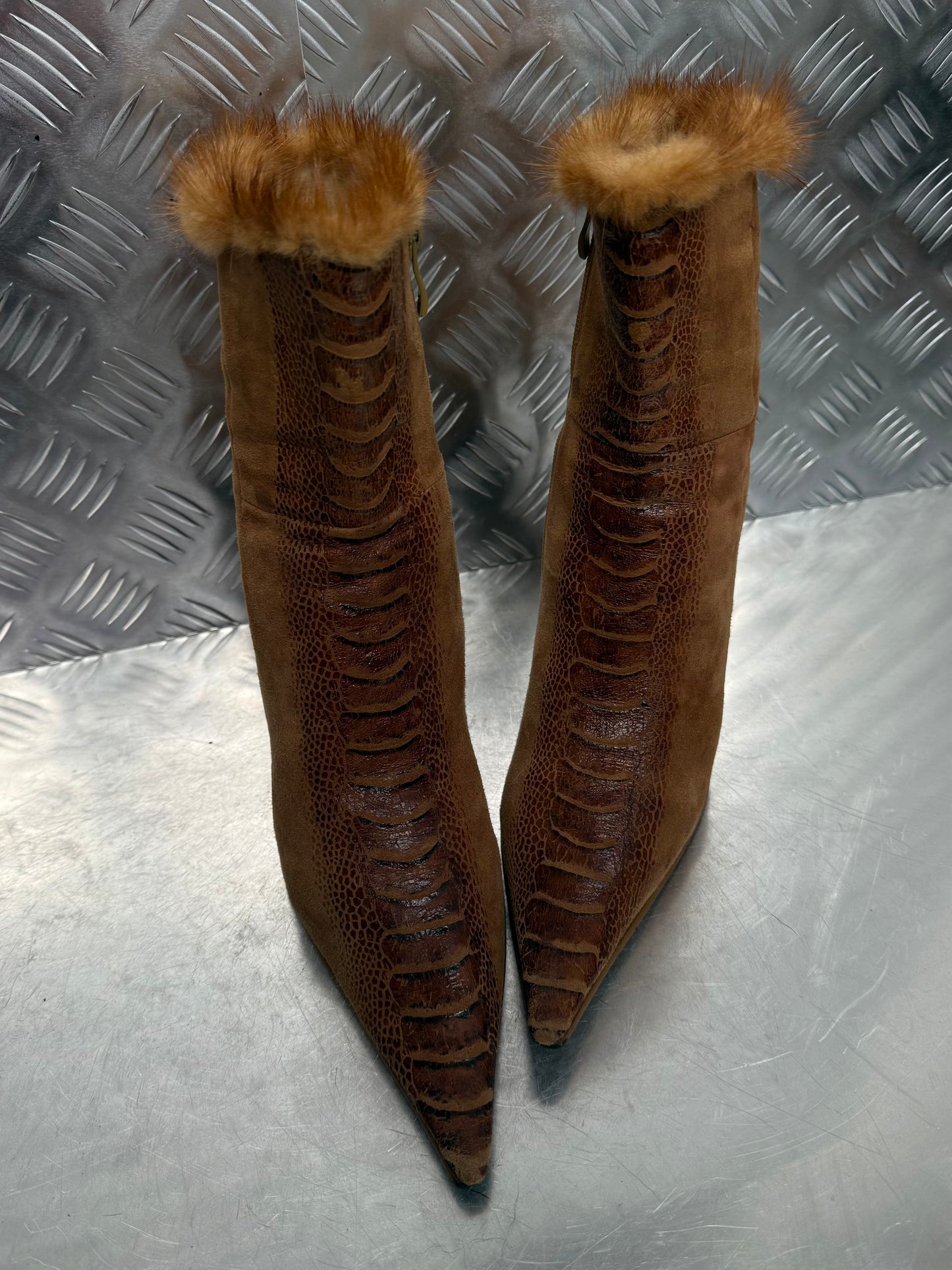 Vintage suede boots with textured detailing TWINKLING GLOBAL
