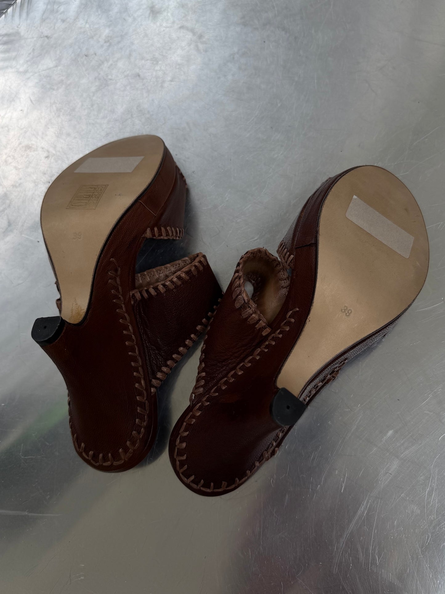 Vintage Italian leather platform mules TWINKLING GLOBAL