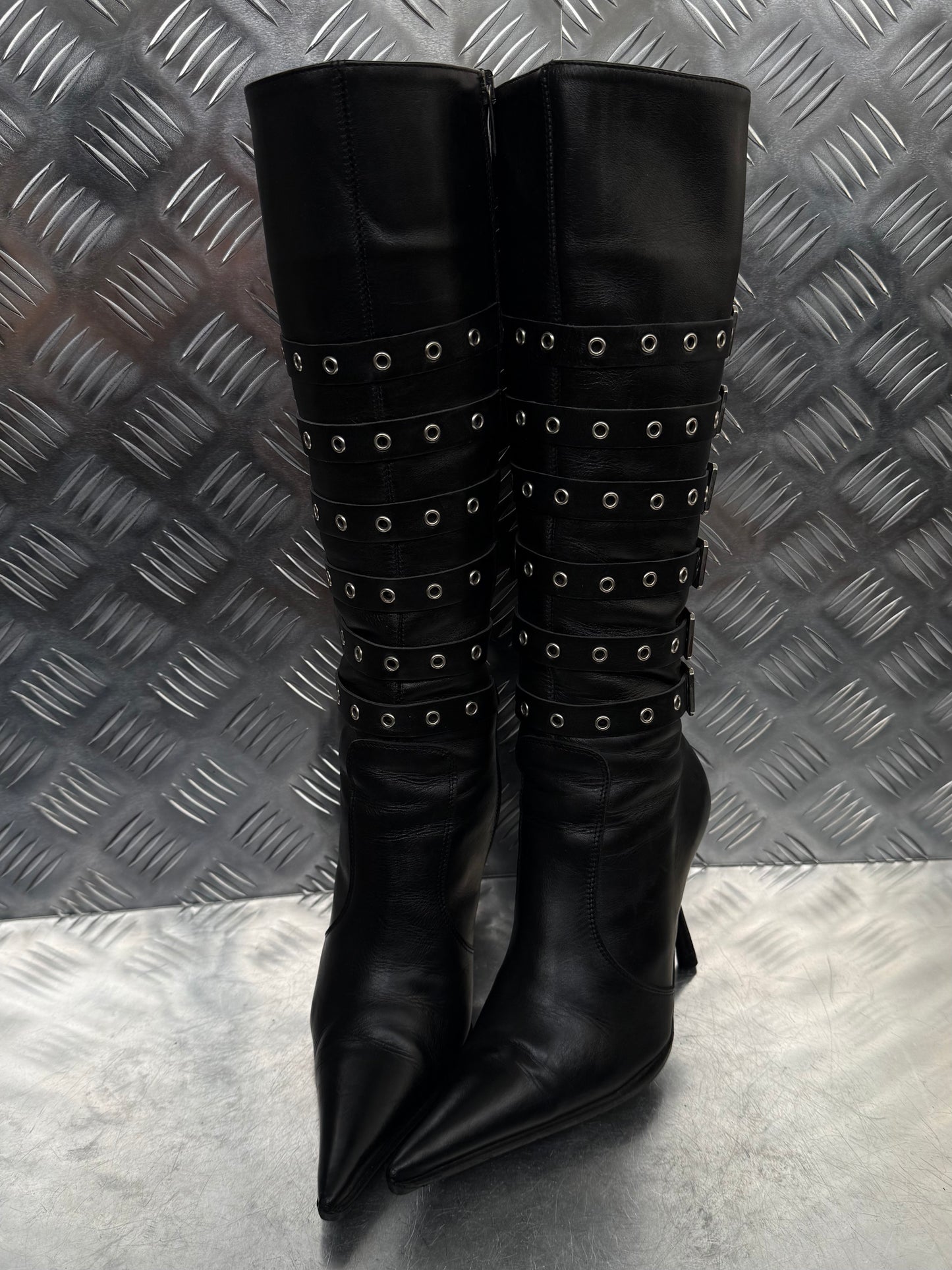 Vintage leather buckle boots TWINKLING GLOBAL