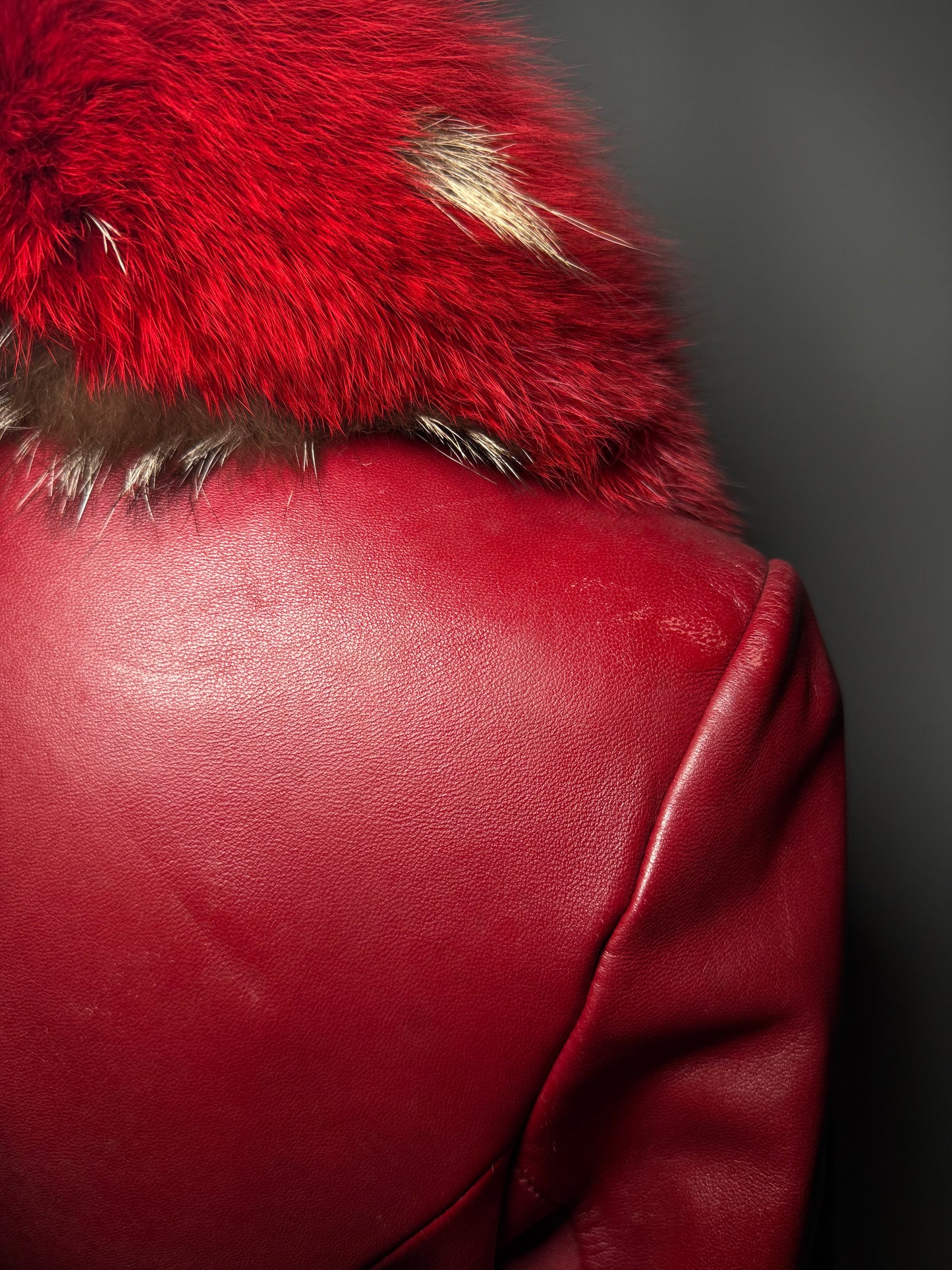 Vintage Red Leather Wrap Jacket TWINKLING GLOBAL