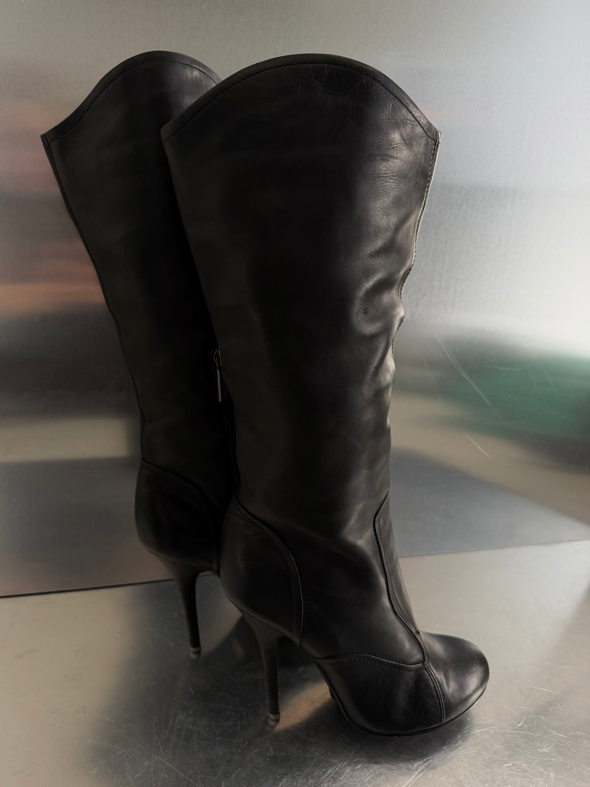 Paolo Conte black leather boots TWINKLING GLOBAL