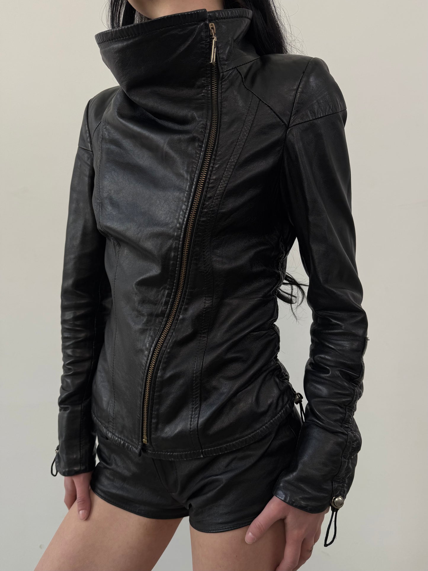 Vintage fitted leather jacket TWINKLING GLOBAL
