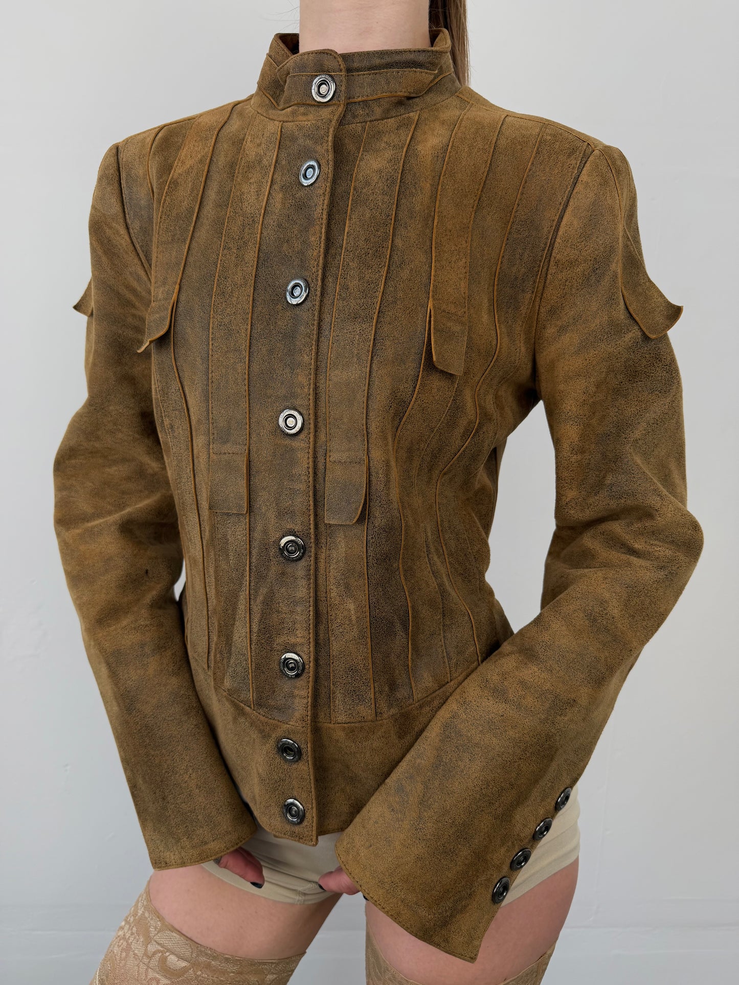 Vintage fitted suede leather jacket TWINKLING GLOBAL