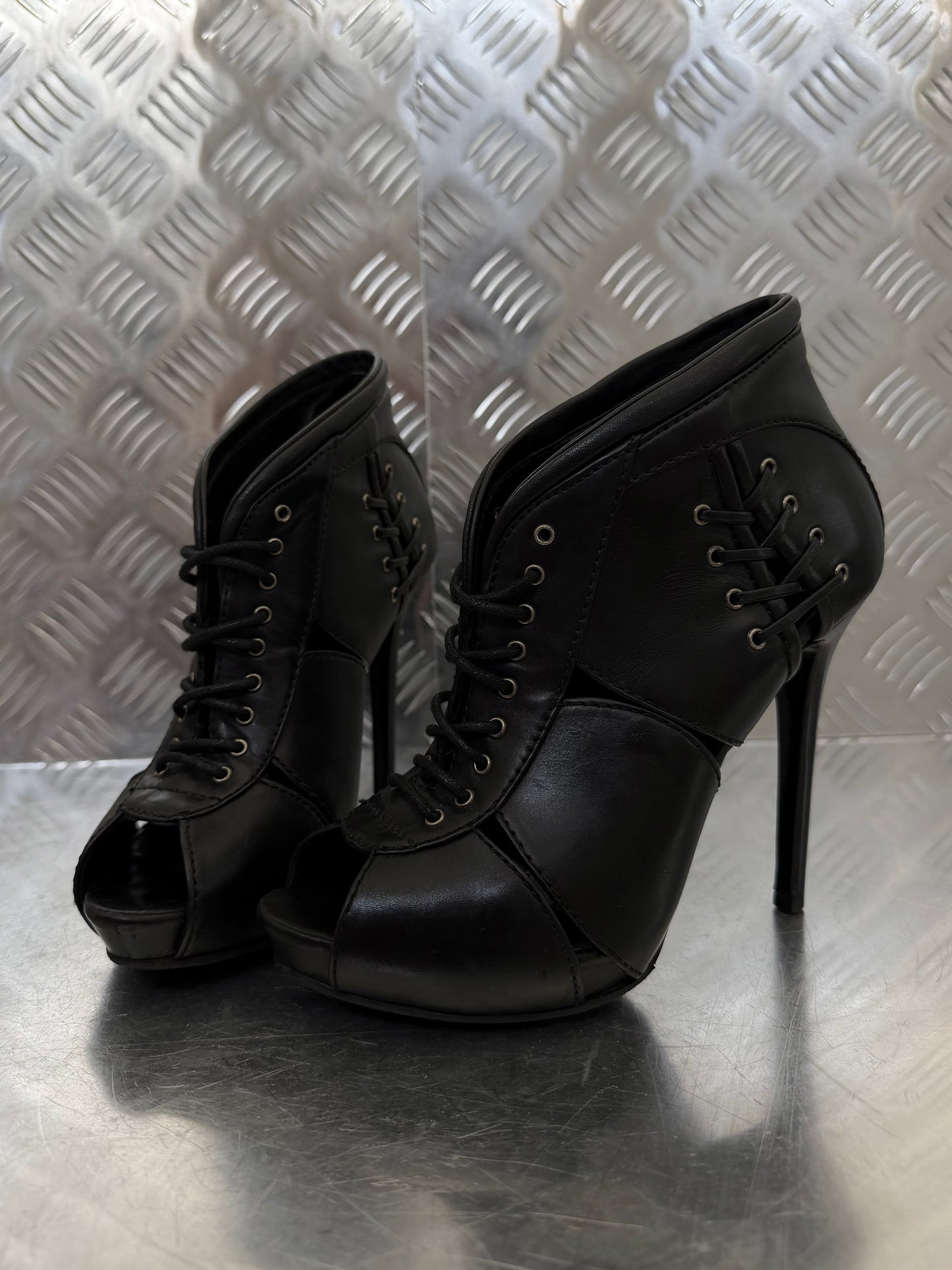 Alexander McQueen leather lace-up ankle heels TWINKLING GLOBAL