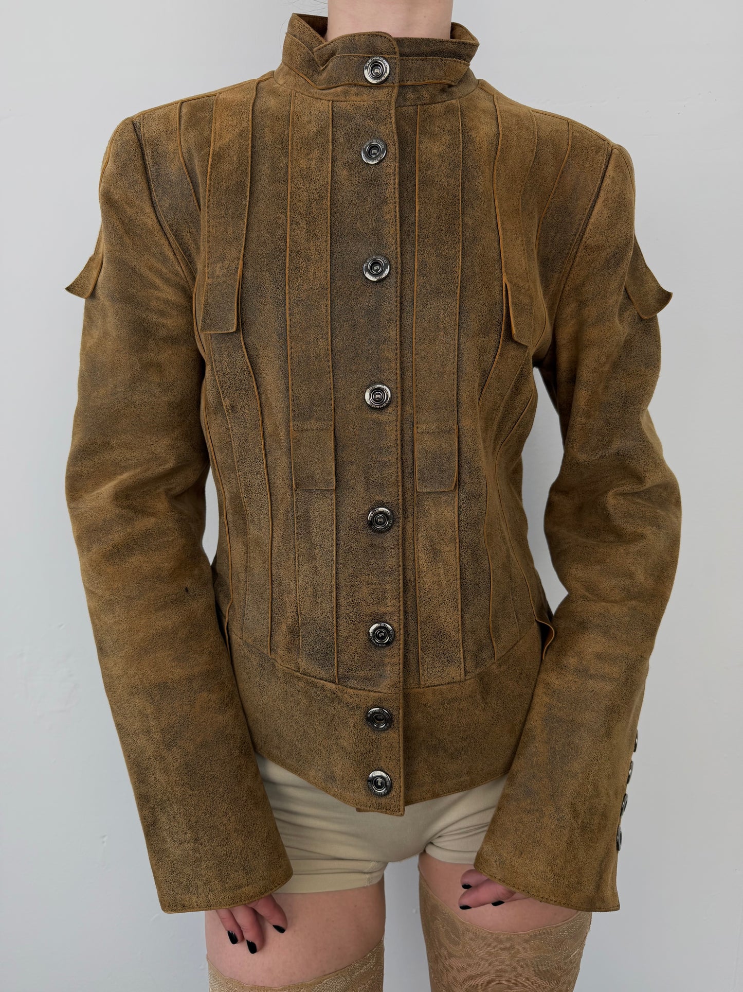 Vintage fitted suede leather jacket TWINKLING GLOBAL