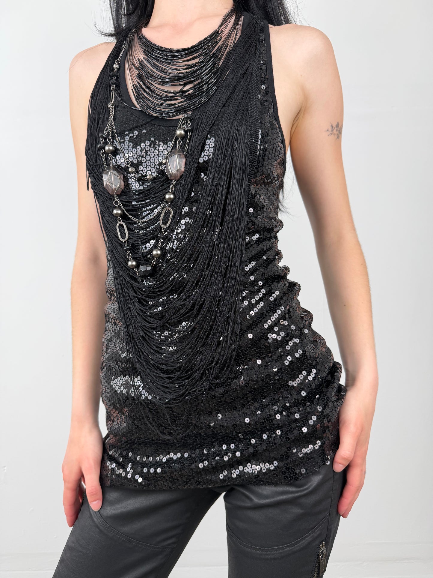Sequin fringe top TWINKLING GLOBAL