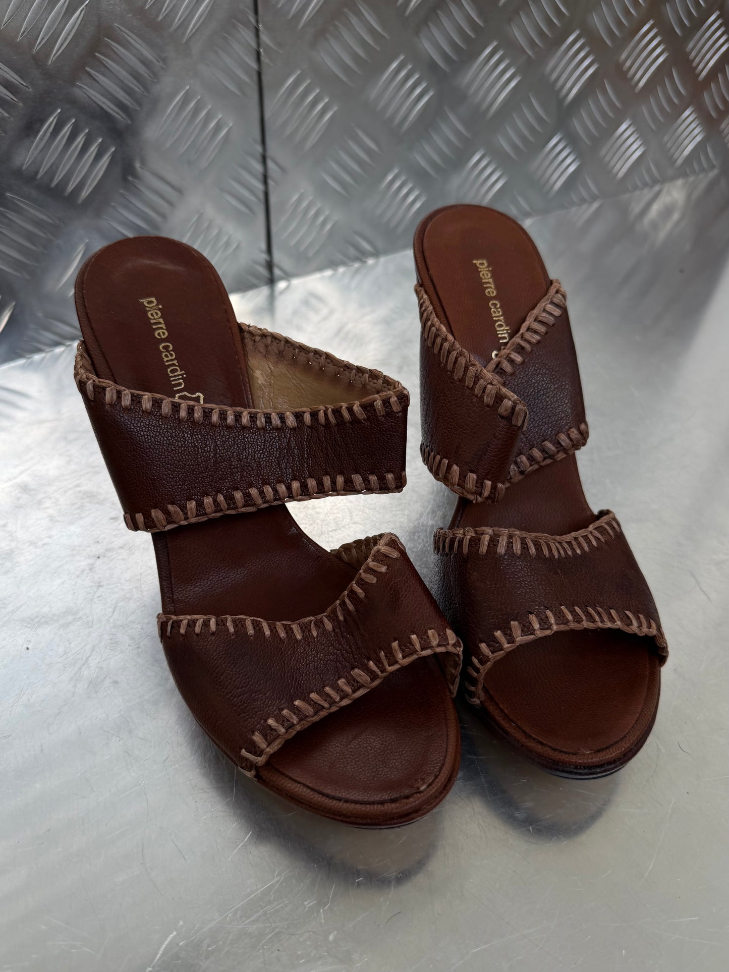 Vintage Italian leather platform mules TWINKLING GLOBAL