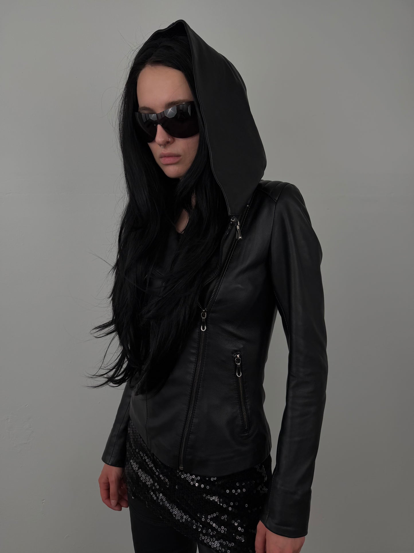 Vintage leather transformable jacket TWINKLING GLOBAL