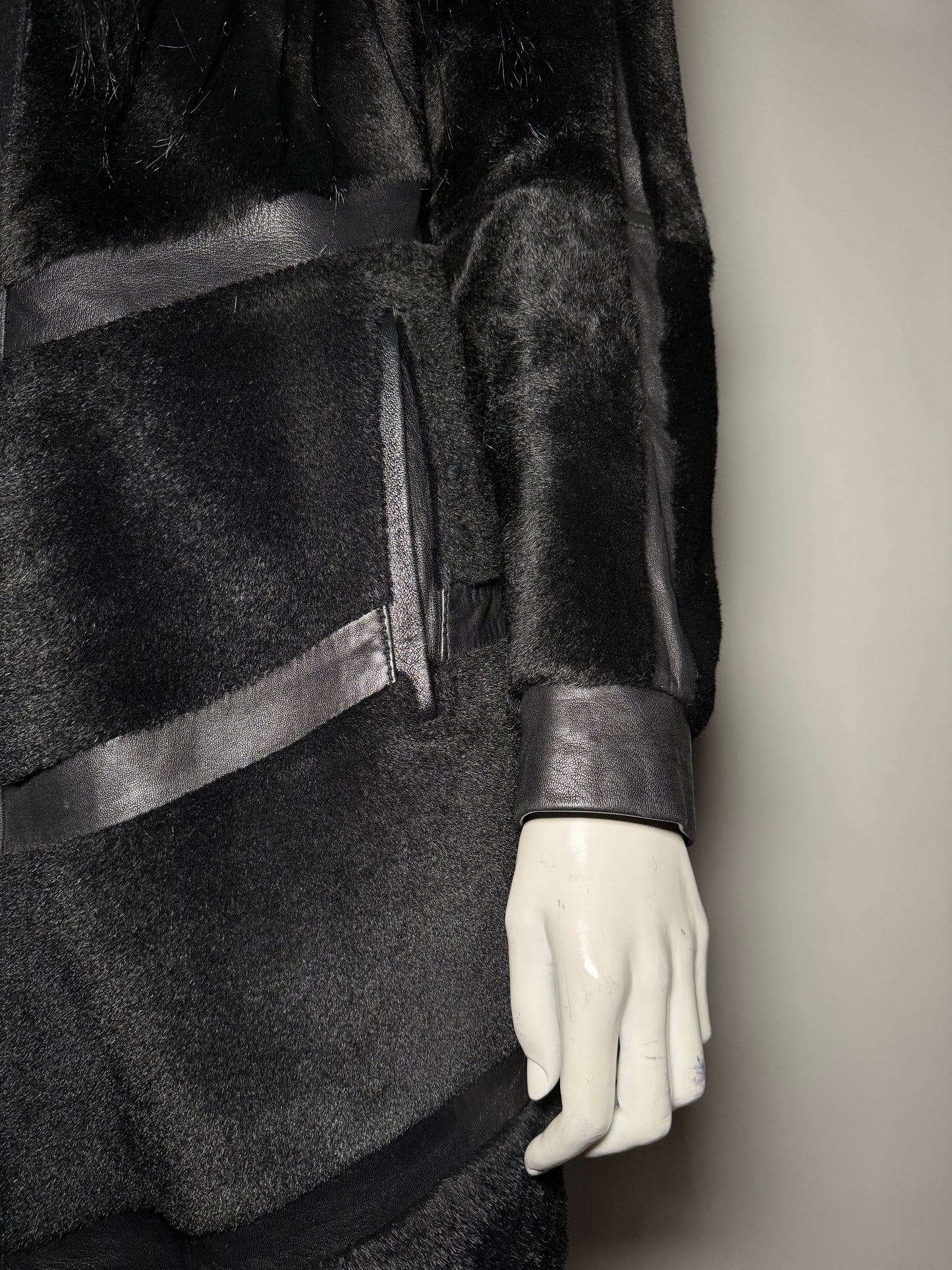 Vintage Black Leather Long Coat TWINKLING GLOBAL