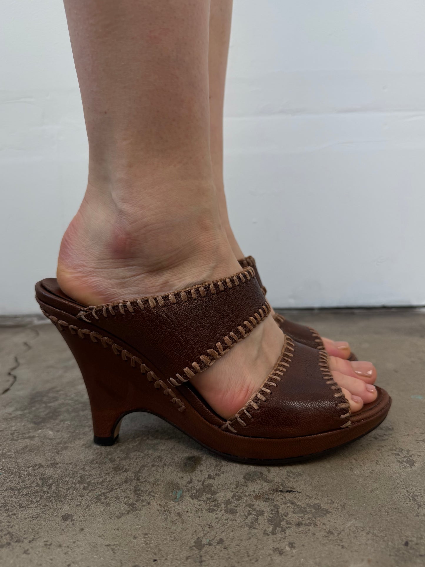 Vintage Italian leather platform mules TWINKLING GLOBAL