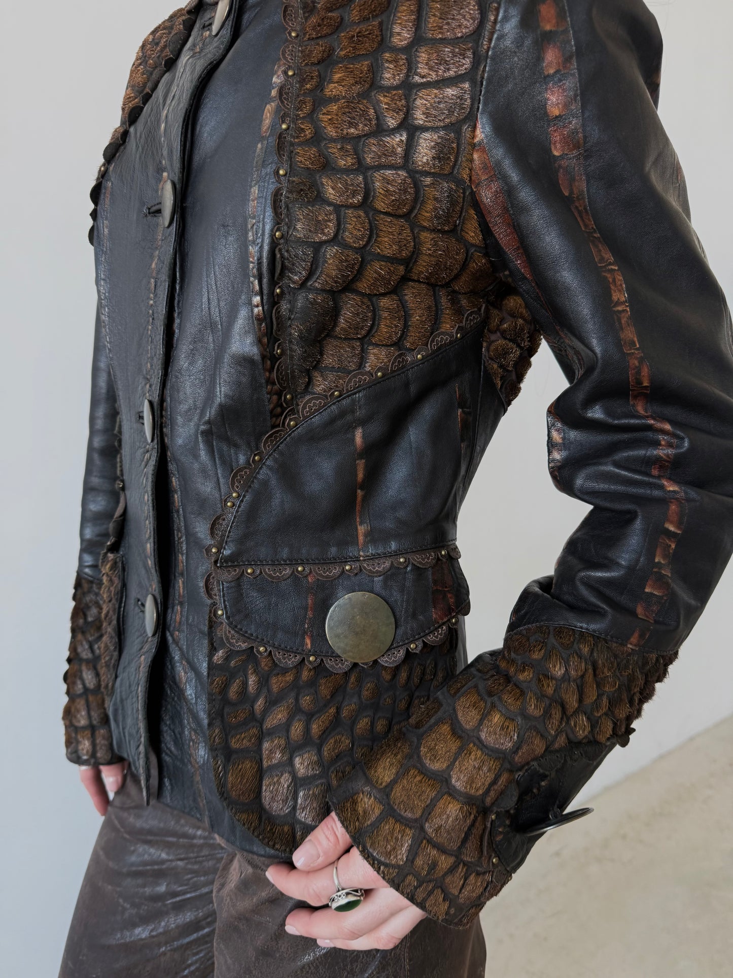 Vintage unique leather jacket TWINKLING GLOBAL