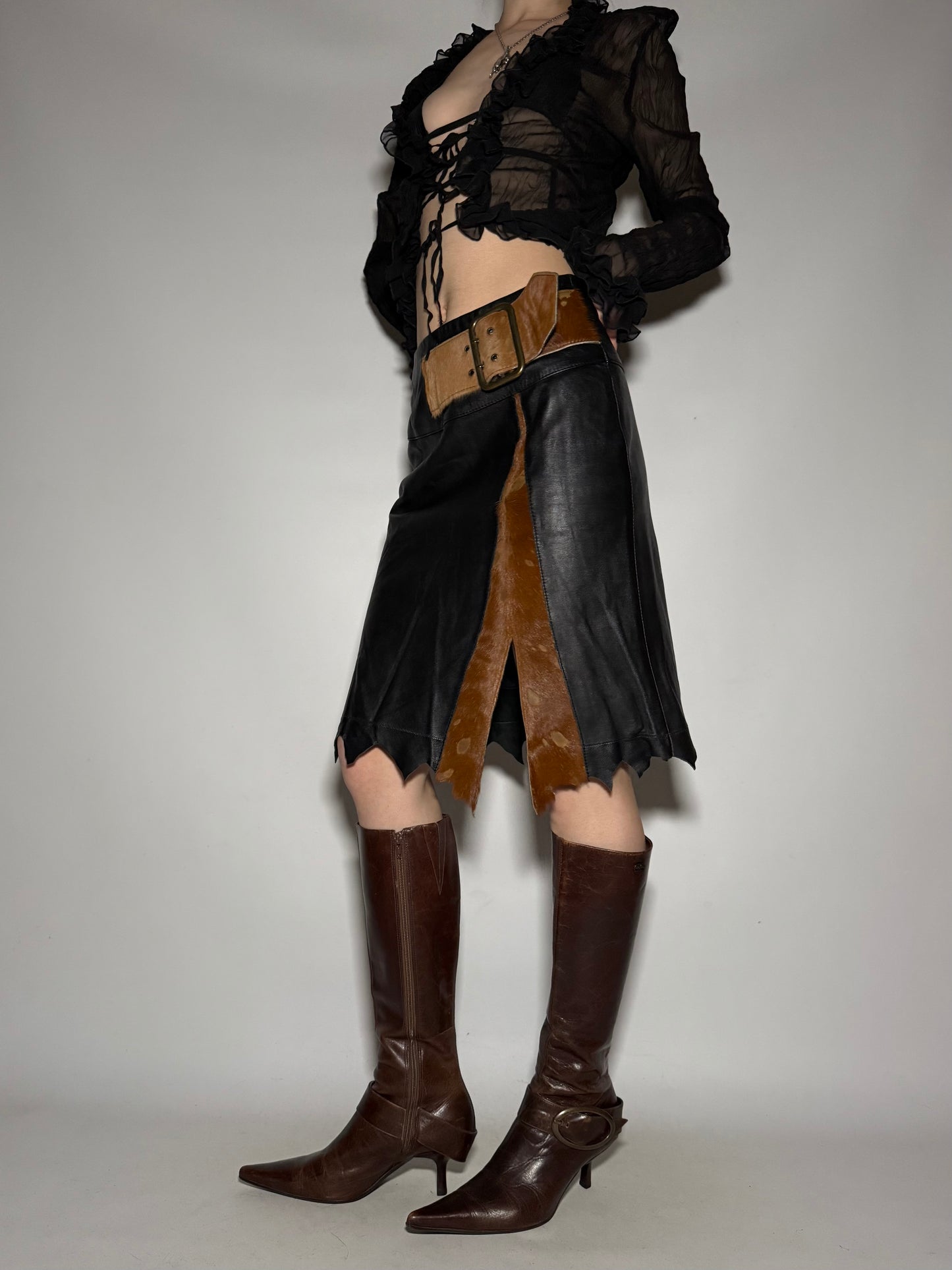 Vintage Leather Skirt - TWINKLING GLOBAL