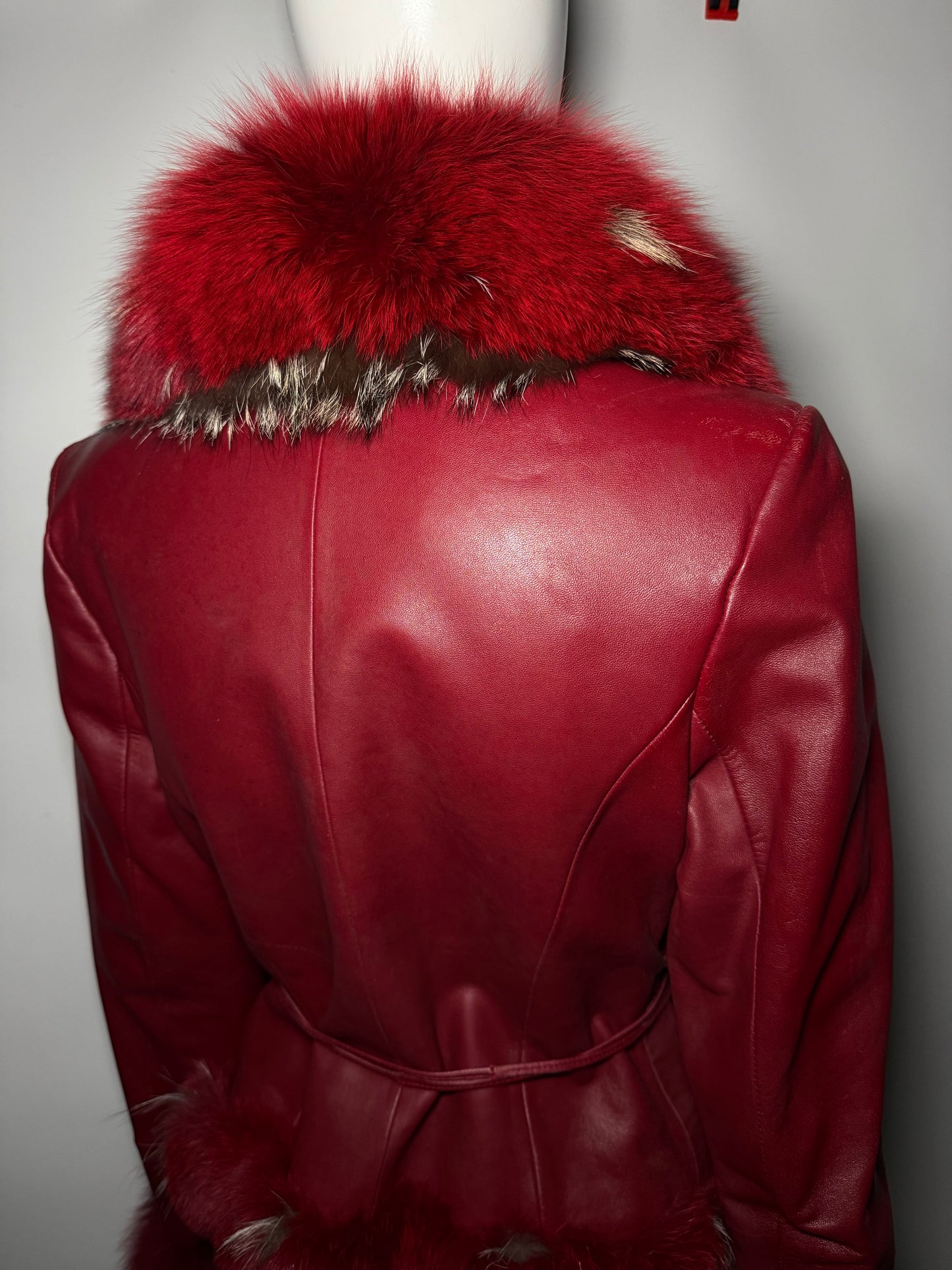 Vintage Red Leather Wrap Jacket TWINKLING GLOBAL
