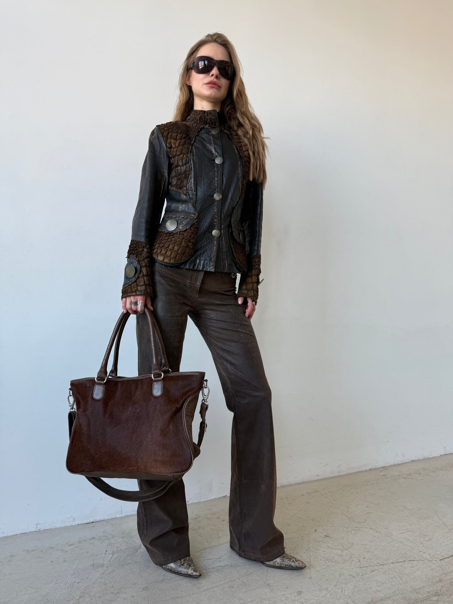 Vintage unique leather jacket TWINKLING GLOBAL