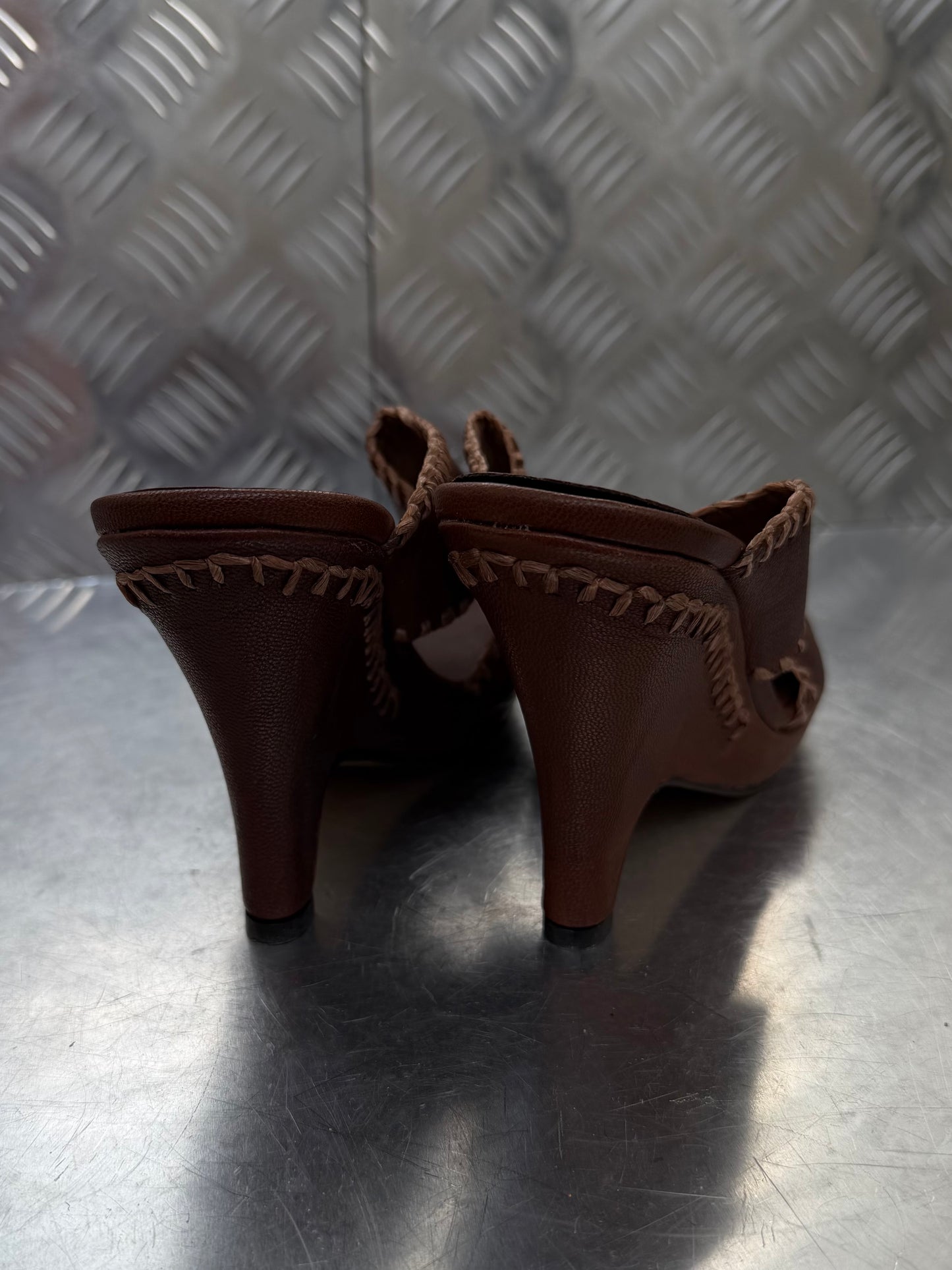 Vintage Italian leather platform mules TWINKLING GLOBAL